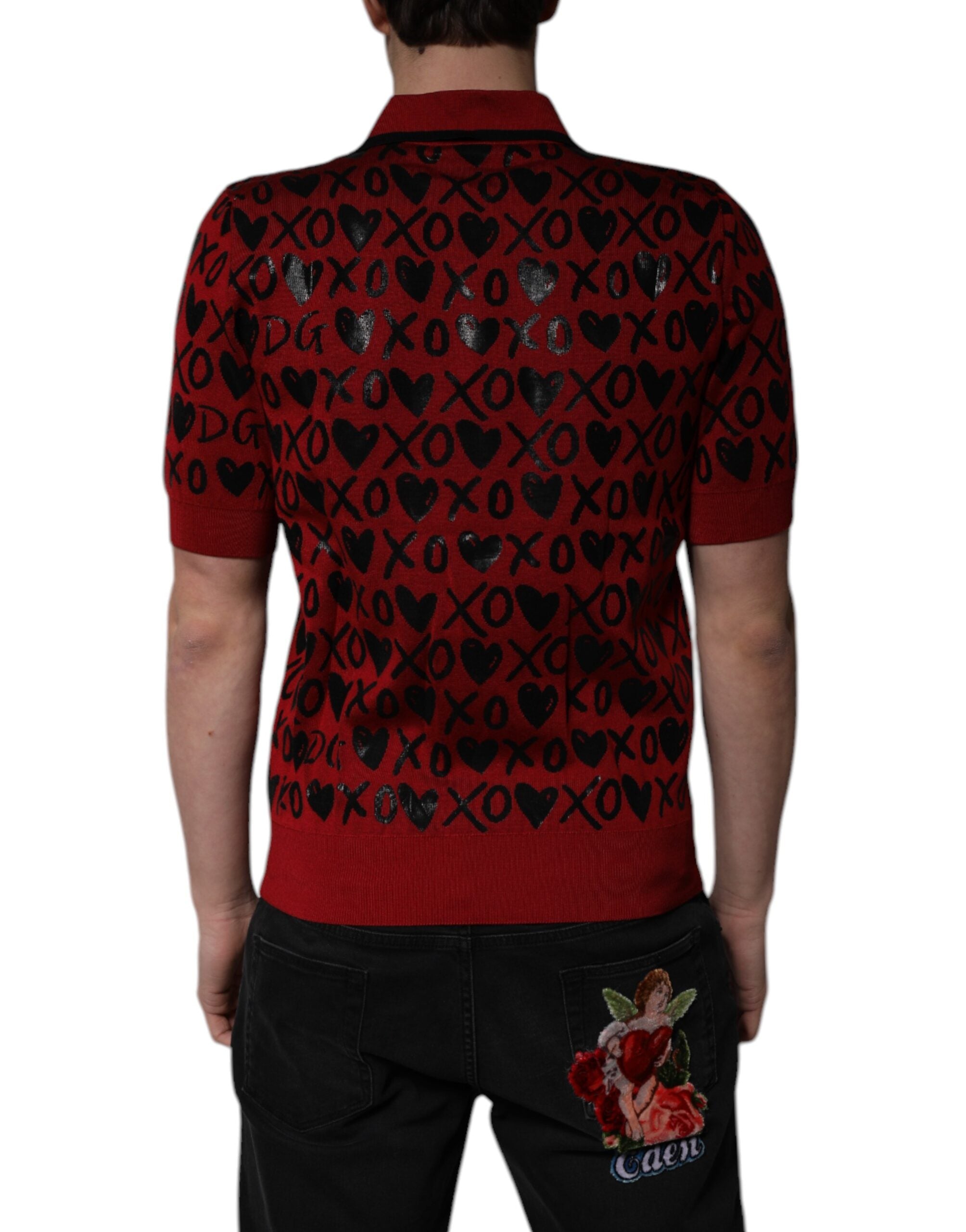 Dolce &amp; Gabbana rød bomuld XOXO Polo T-shirt med krave