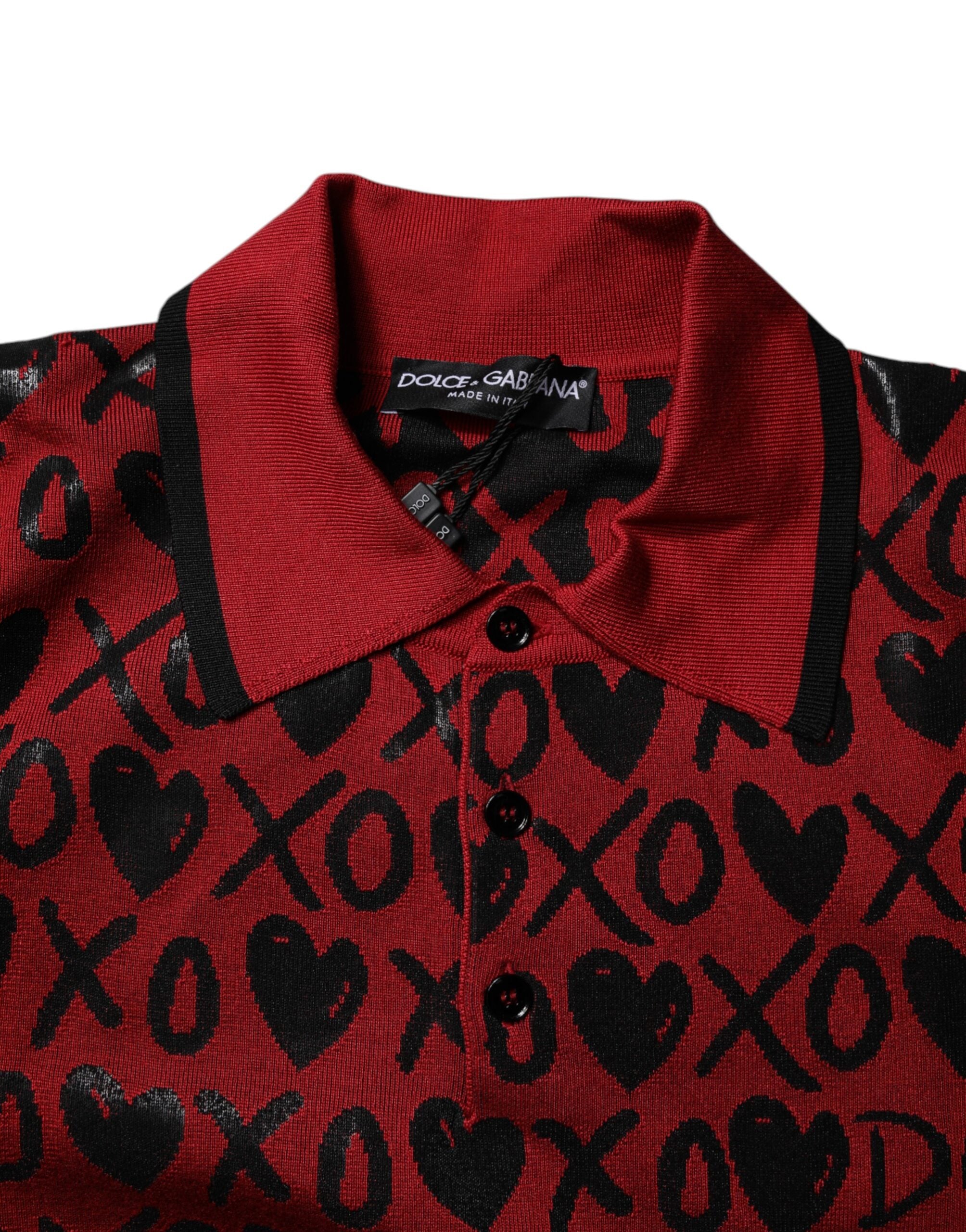 Dolce &amp; Gabbana rød bomuld XOXO Polo T-shirt med krave