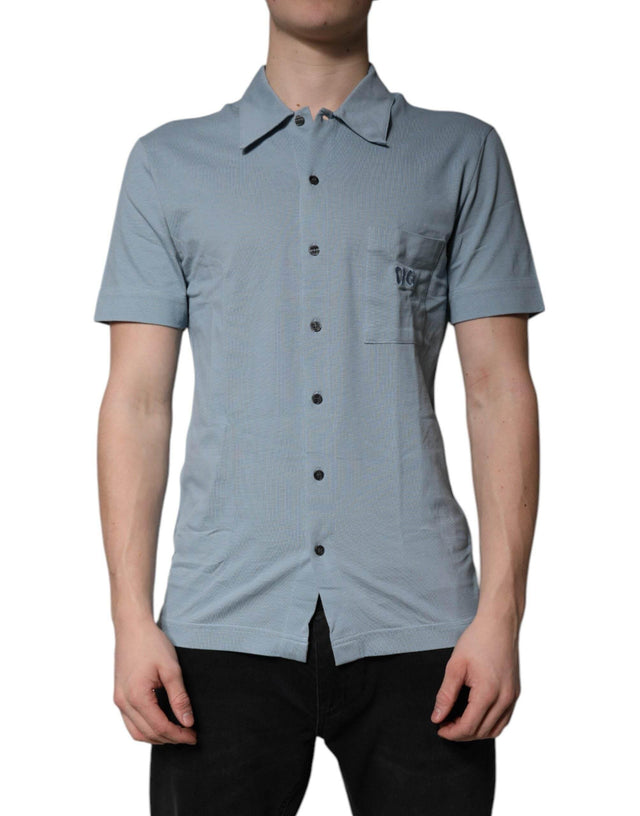 Dolce & Gabbana Blue Cotton Button Down Casual Men Polo Shirt - Hilstor