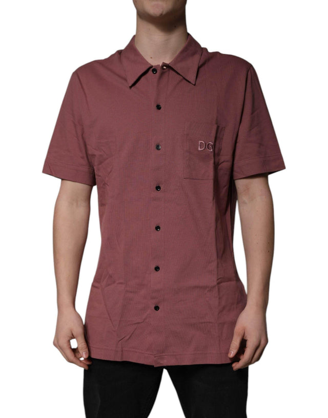 Dolce & Gabbana Dark Pink Button Down Casual Polo Men Shirt - Hilstor