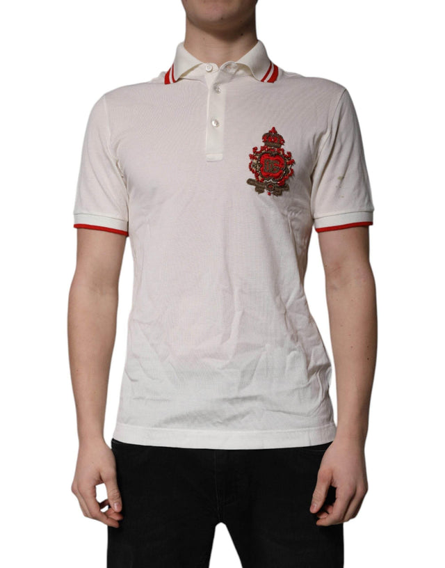 Dolce & Gabbana White Cotton Logo Collared Polo Men T-shirt - Hilstor