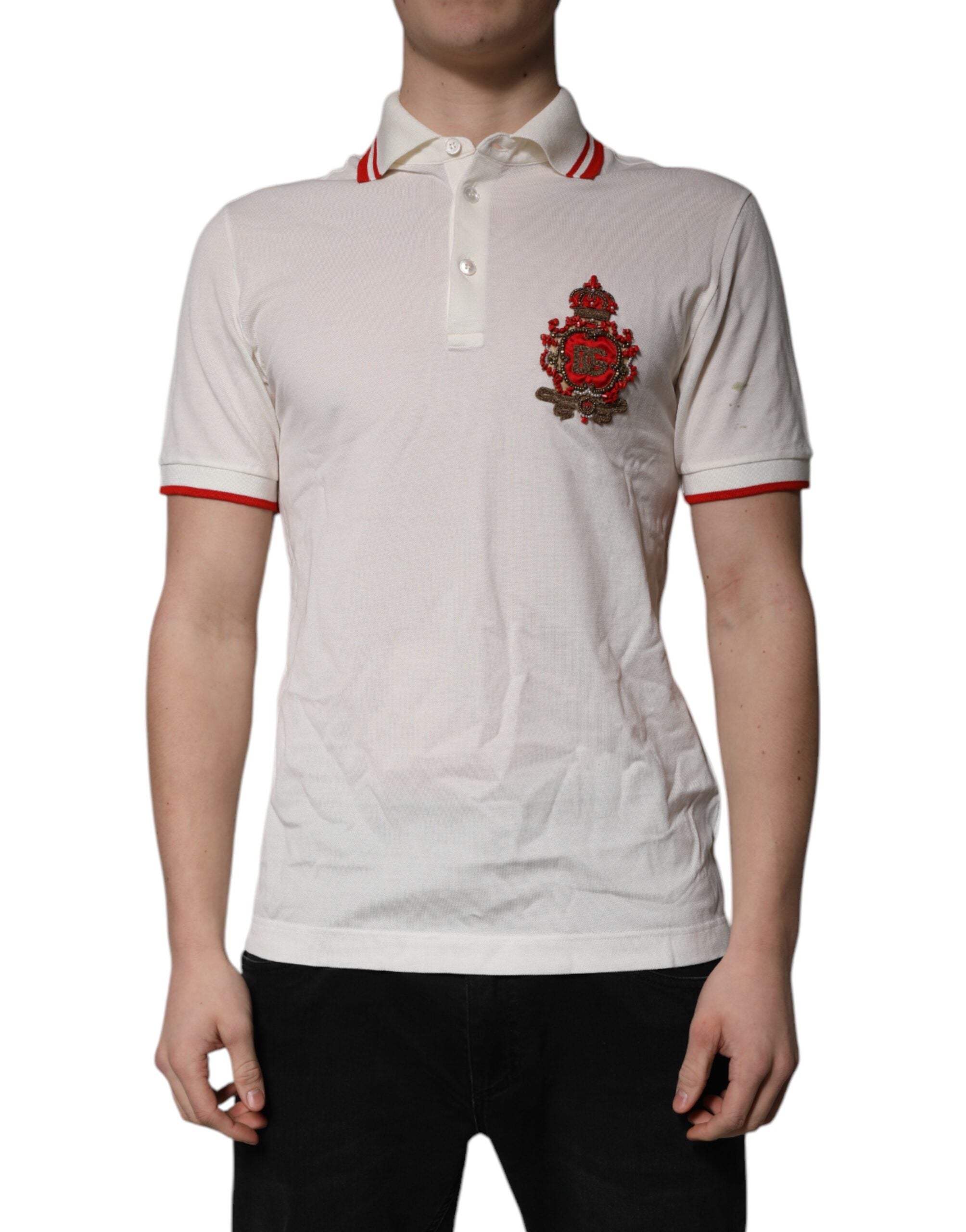 Dolce &amp; Gabbana Polo T-shirt til mænd med hvid bomuldslogo