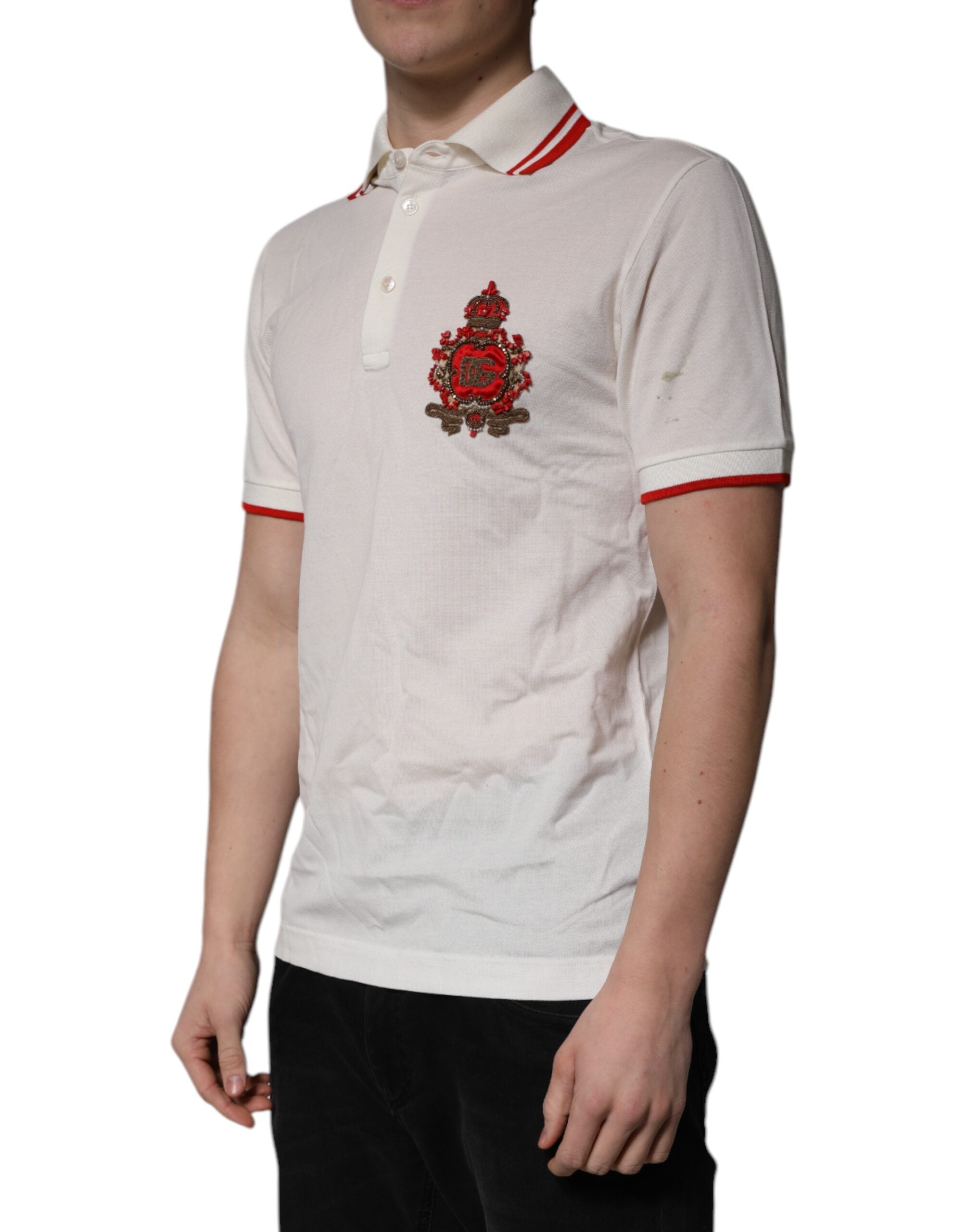 Dolce &amp; Gabbana Polo T-shirt til mænd med hvid bomuldslogo