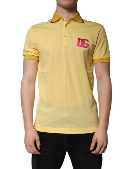 Dolce & Gabbana Yellow Cotton Logo Collared Polo T-shirt - Hilstor