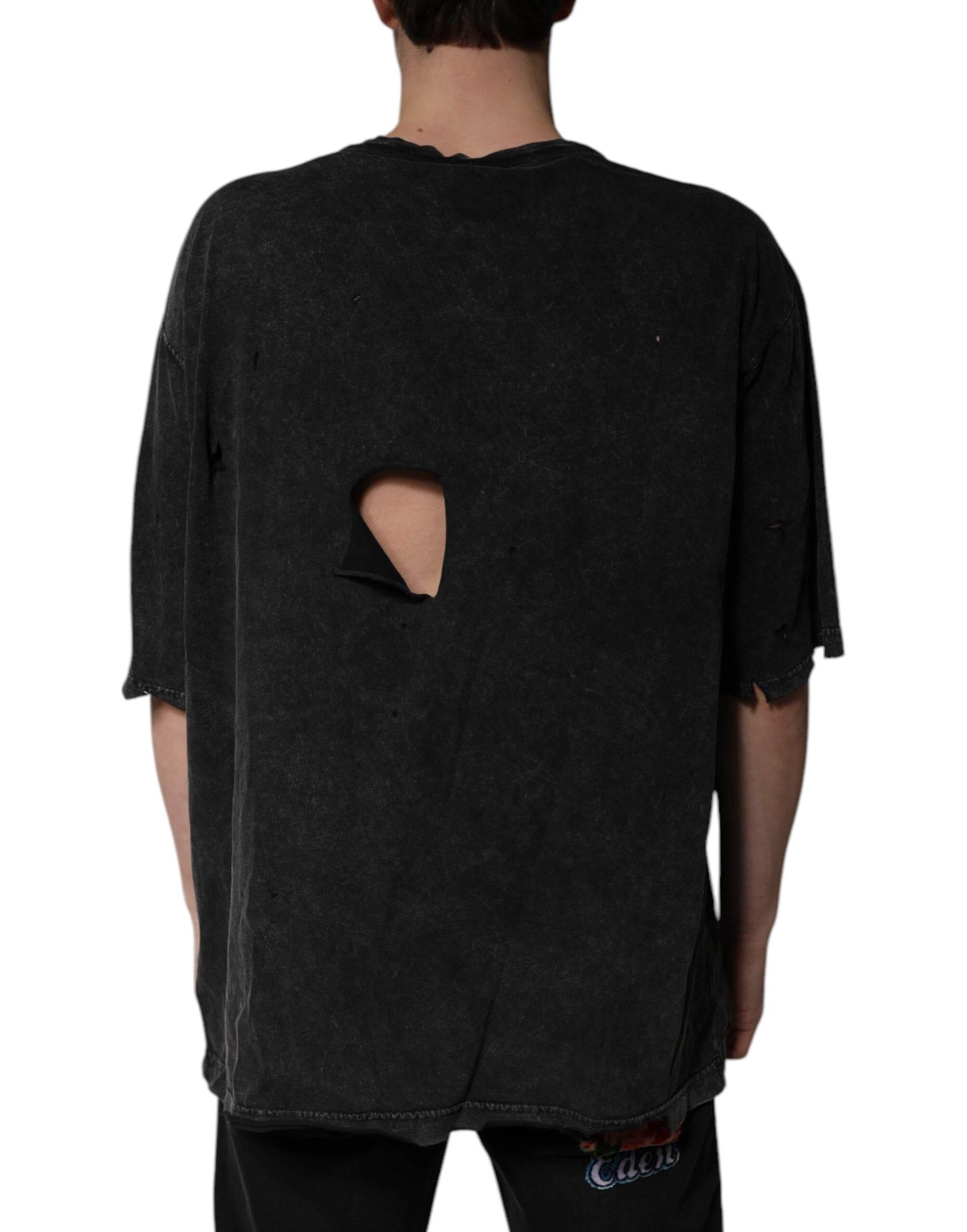 Dolce & Gabbana Black Graphic Print Cotton Crew Neck T-shirt - Hilstor