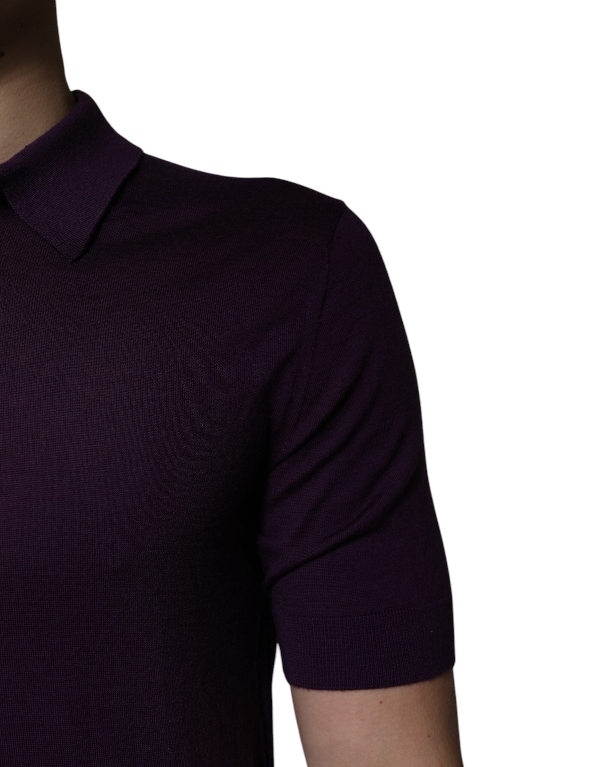 Dolce &amp; Gabbana Violett Cashmere Polo T-shirt med Krage