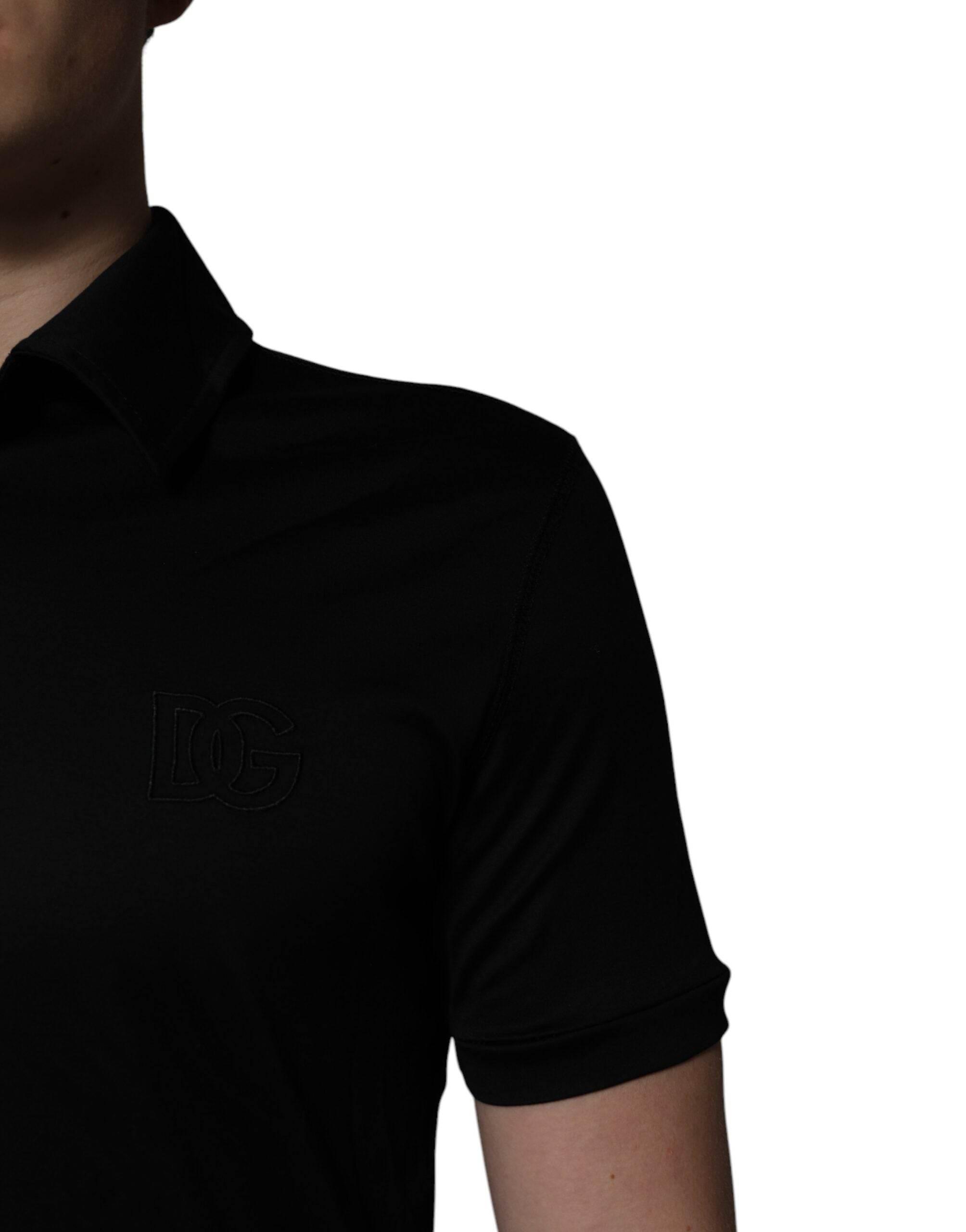 Dolce & Gabbana Black Cotton Collared Polo T-shirt - Hilstor