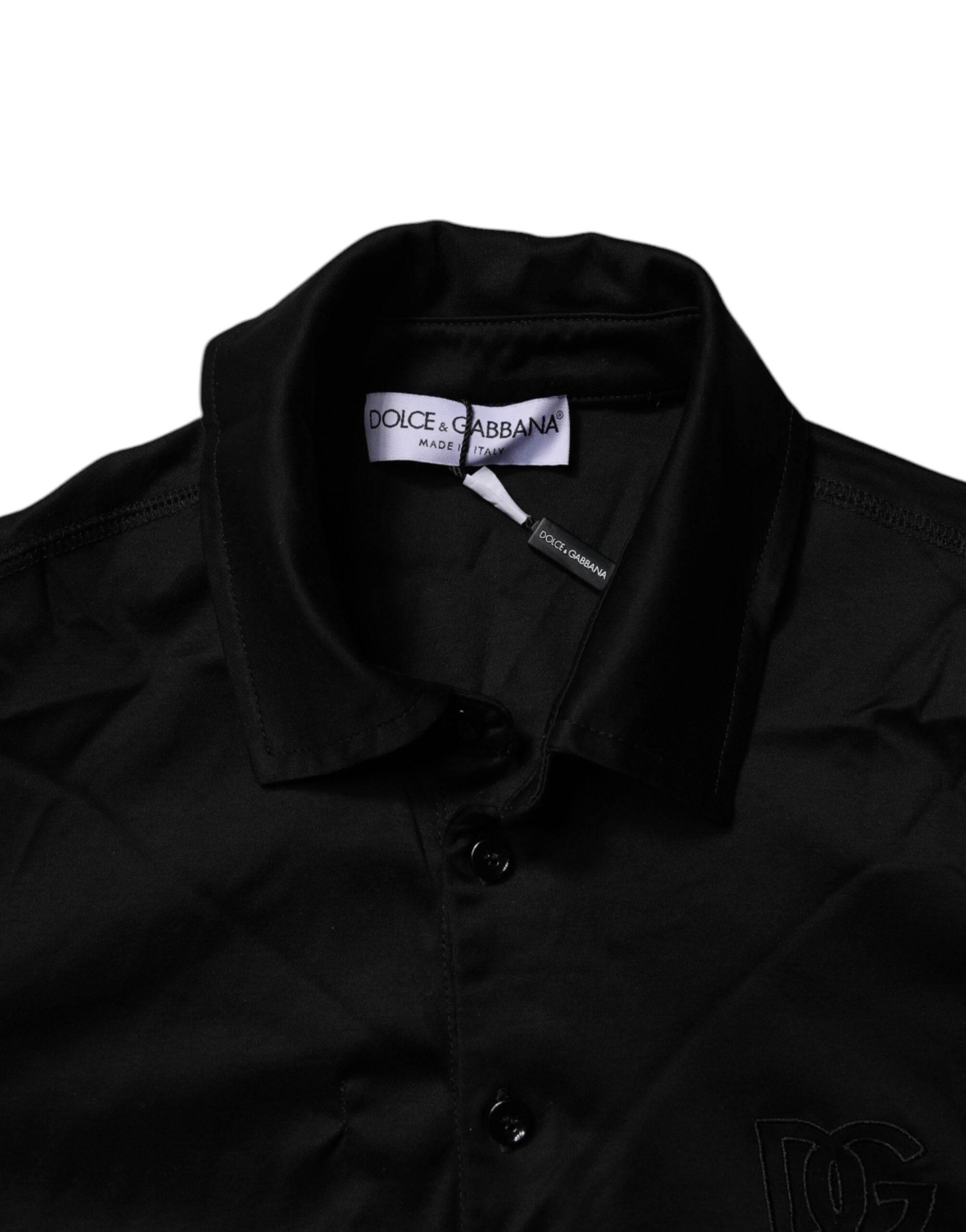 Dolce & Gabbana Black Cotton Collared Polo T-shirt - Hilstor
