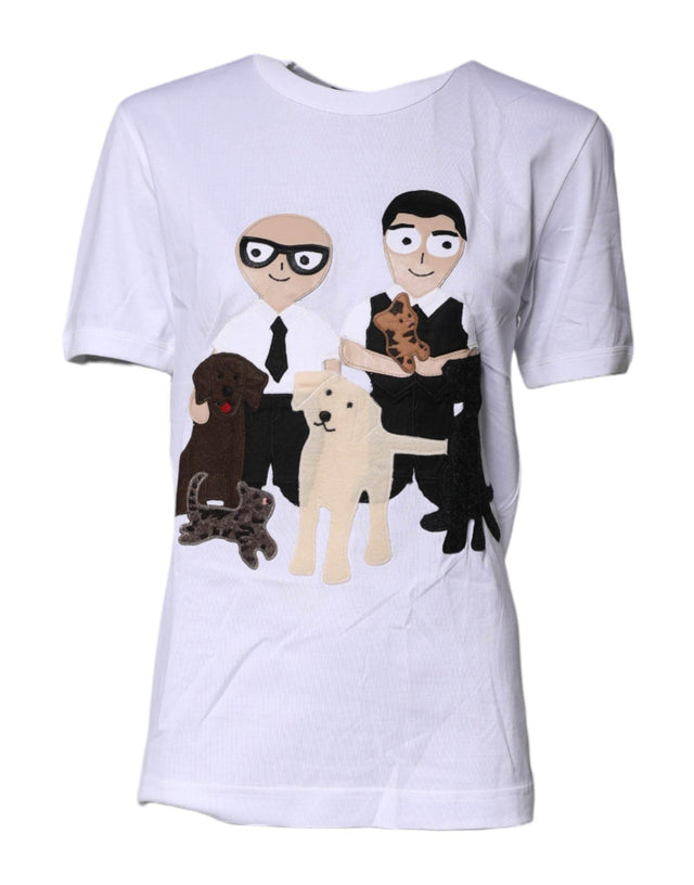 Dolce & Gabbana White #DGFamily Cotton Crew Neck T-shirt - Hilstor