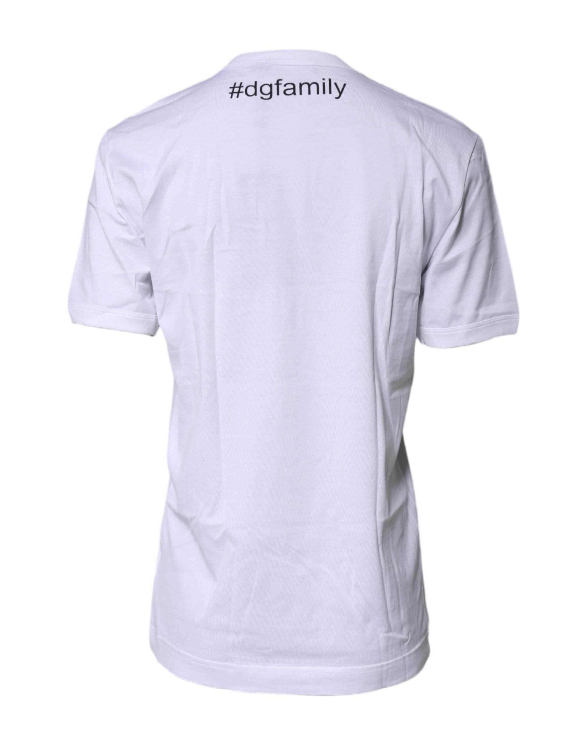 Dolce & Gabbana White #DGFamily Cotton Crew Neck T-shirt - Hilstor
