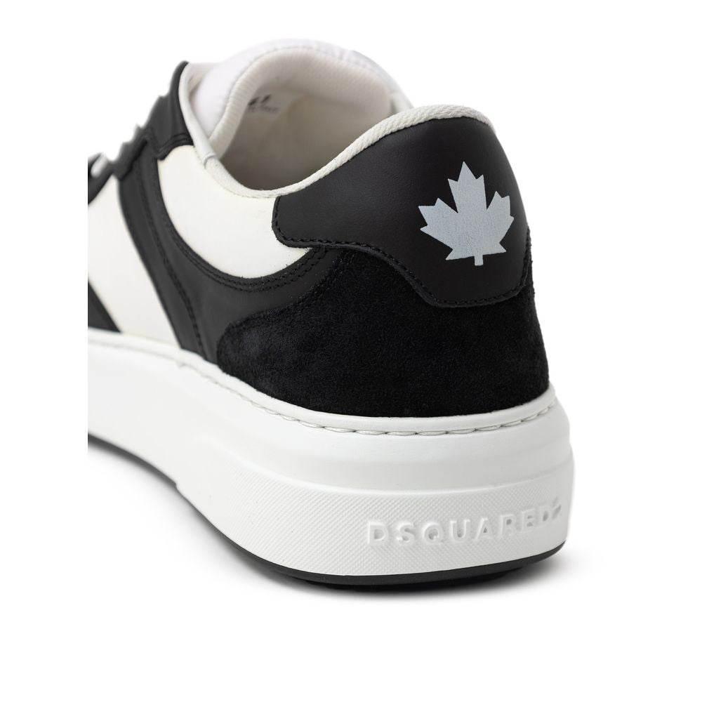 Dsquared² Black And White Leather Sneaker - Hilstor