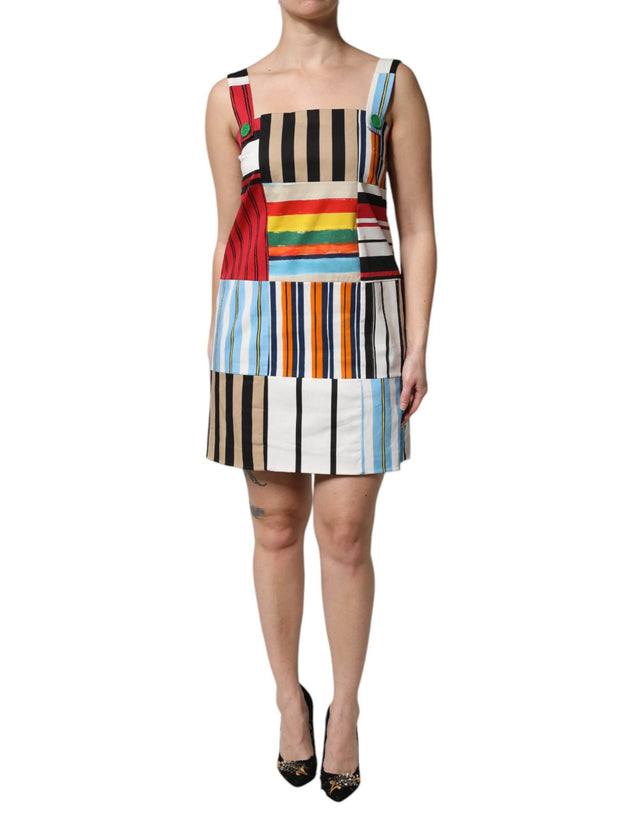 Dolce & Gabbana Multicolor Cotton Stripe Sleeveless Dress - Hilstor