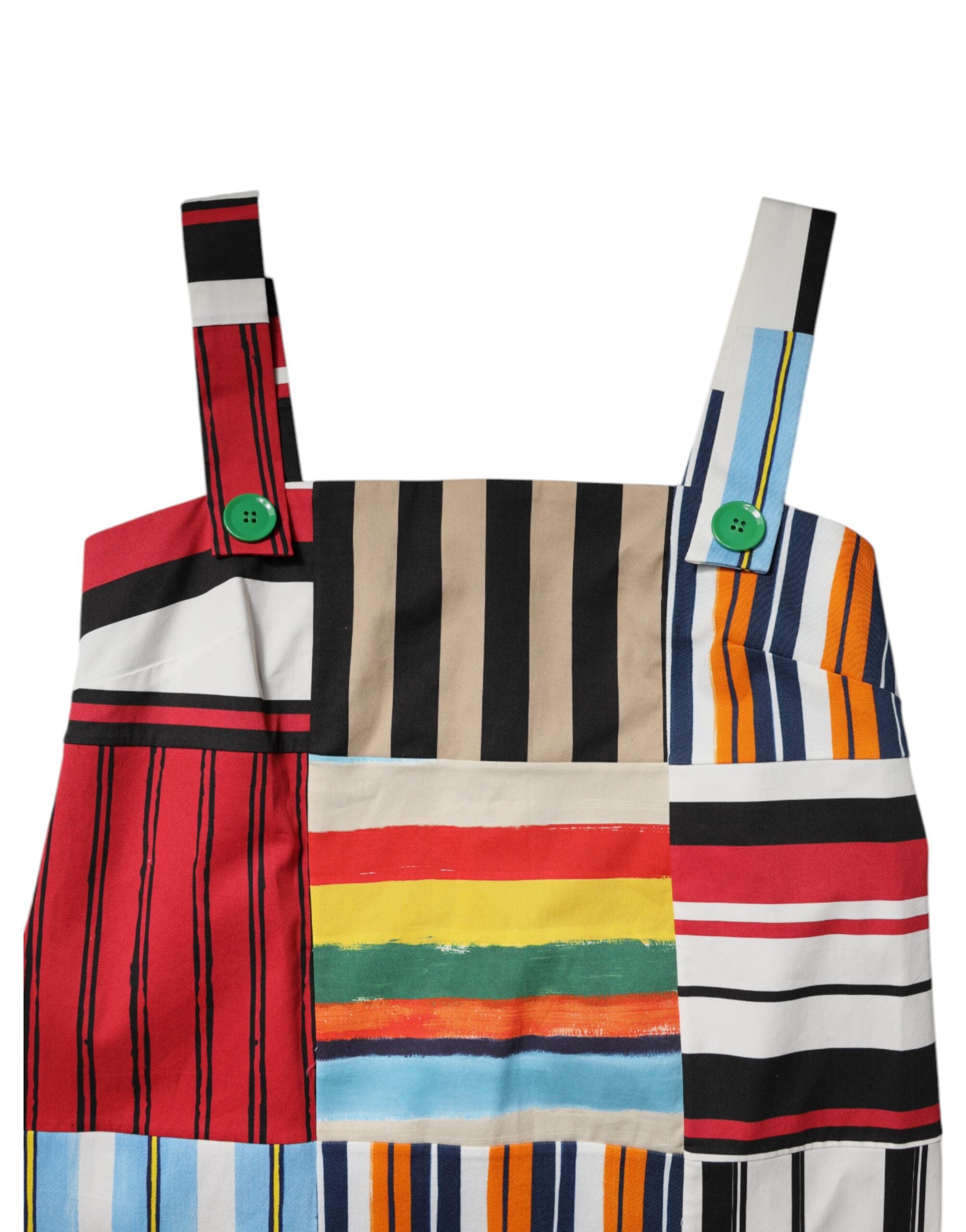Dolce &amp; Gabbana Multicolor Cotton Stripe Ærmeløs kjole