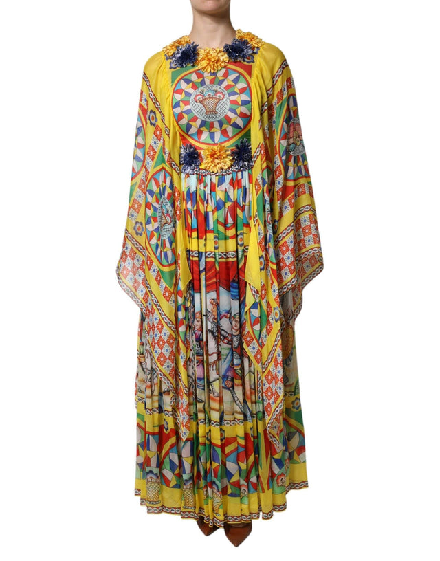 Dolce & Gabbana Multicolour Carretto Print Kaftan Twill Dress - Hilstor