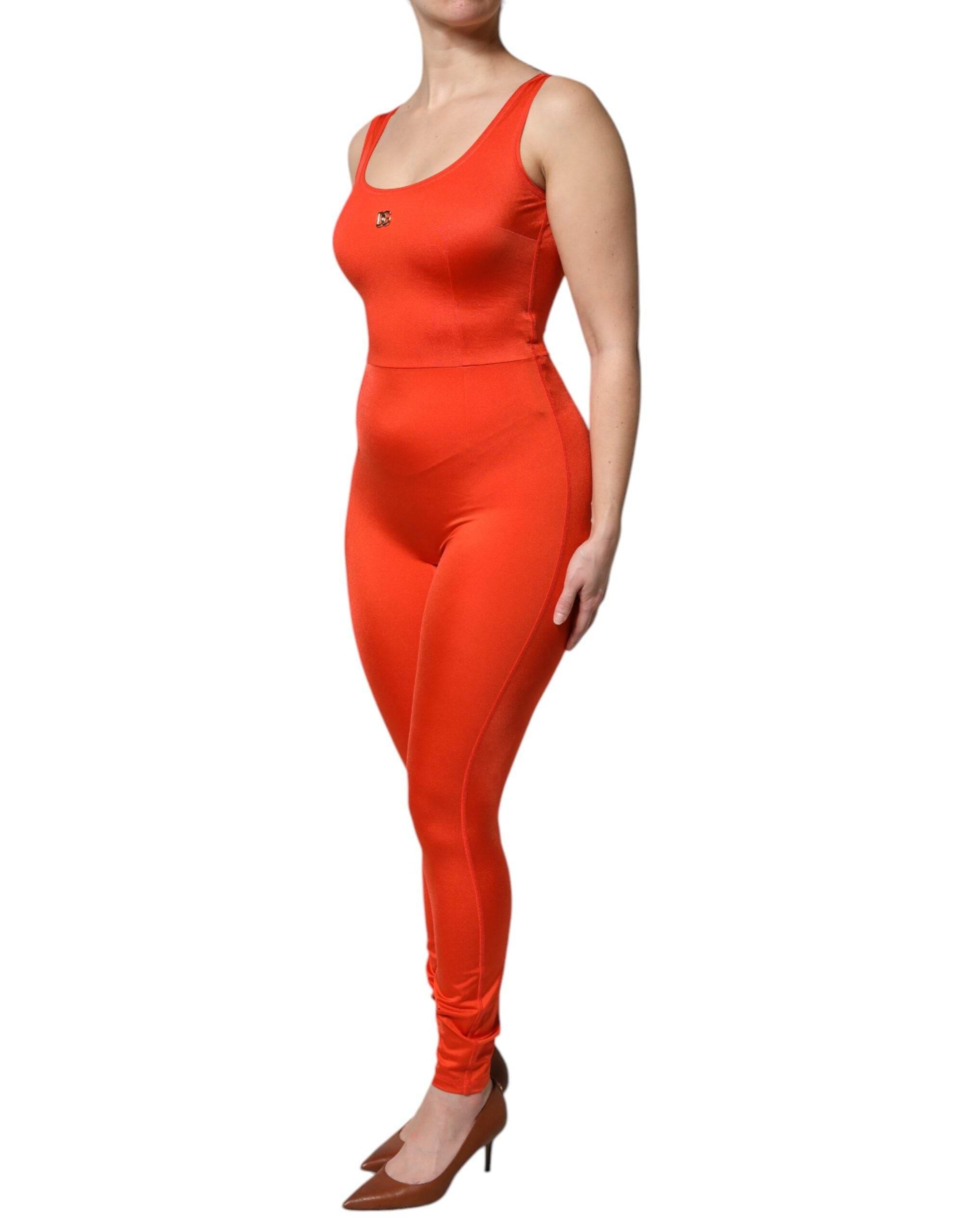 Dolce & Gabbana Orange Sleeveless Bodycon Jumpsuit Dress - Hilstor