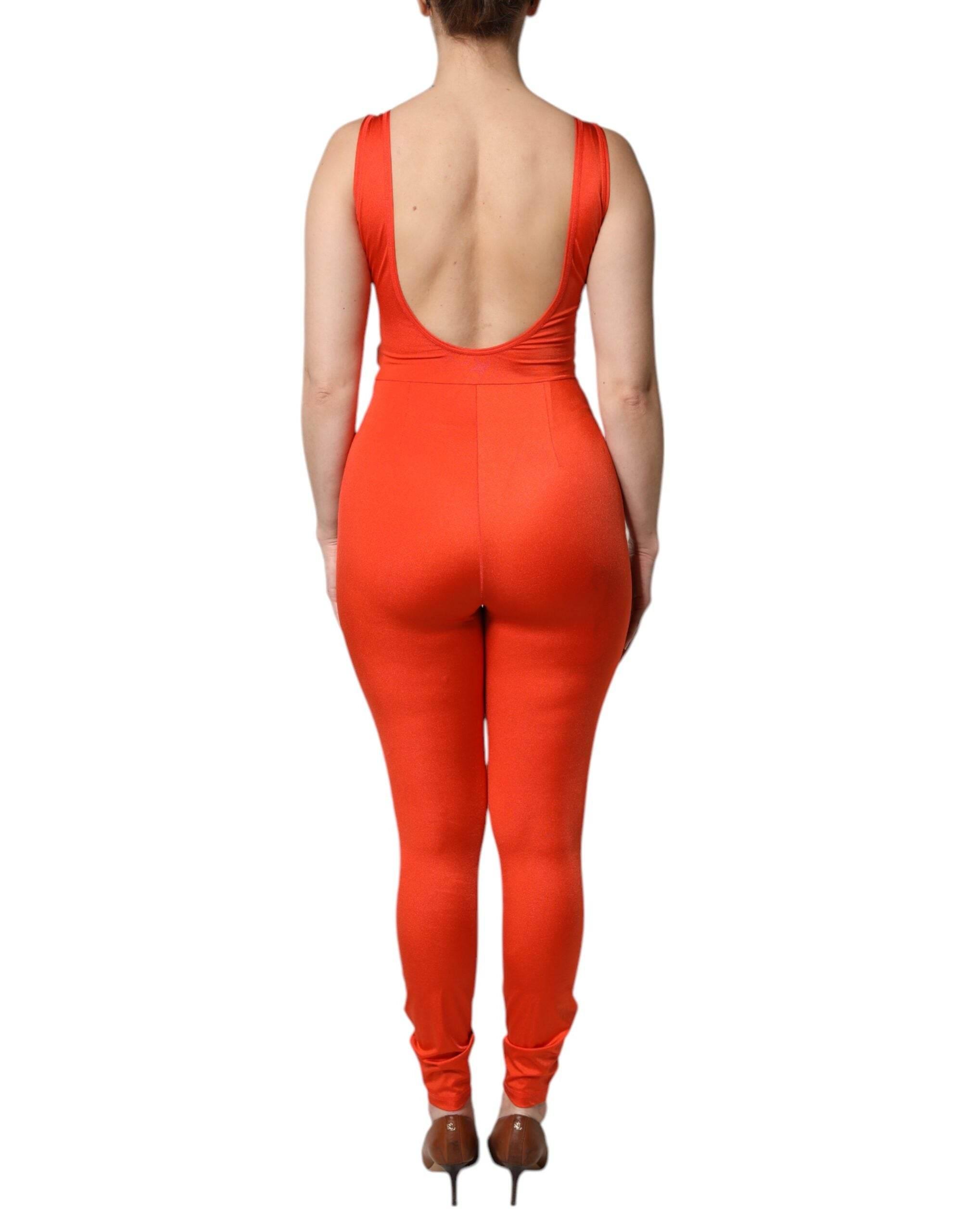 Dolce & Gabbana Orange Sleeveless Bodycon Jumpsuit Dress - Hilstor