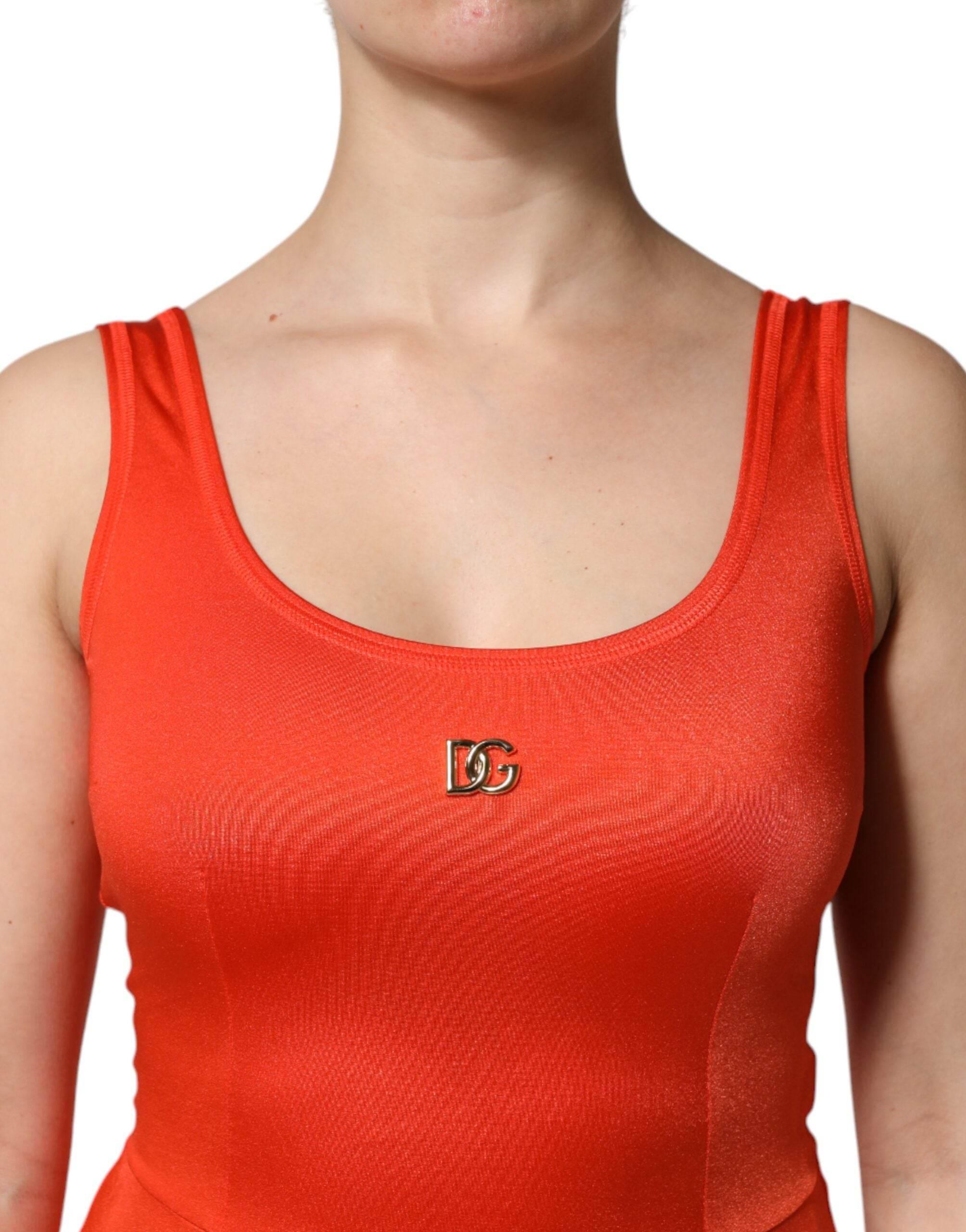 Dolce & Gabbana Orange Sleeveless Bodycon Jumpsuit Dress - Hilstor