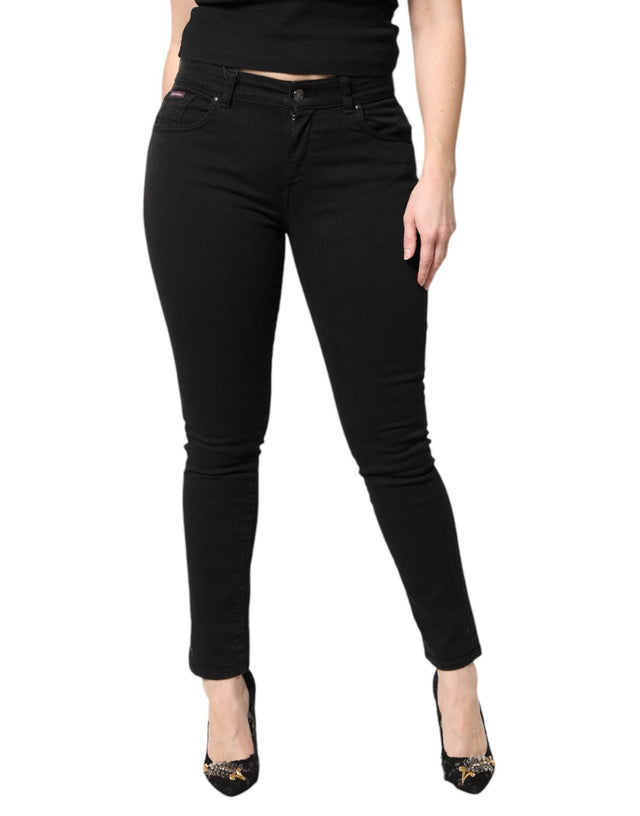Dolce & Gabbana Black Cotton Mid Waisted Skinny Denim Jeans - Hilstor