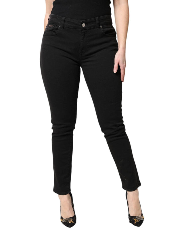 Dolce & Gabbana Black Cotton Mid Waisted Skinny Denim Jeans - Hilstor