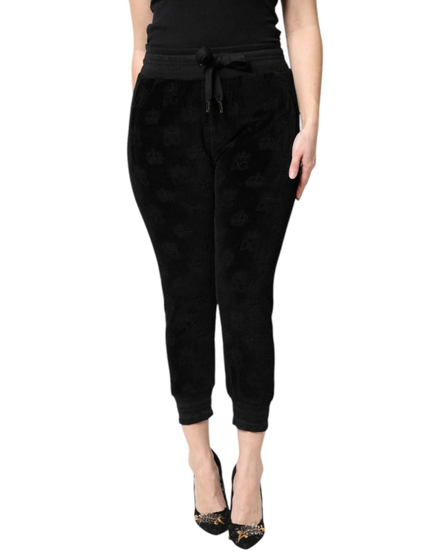 Dolce & Gabbana Black All-Over DG Logo Print Jogger Pants - Hilstor