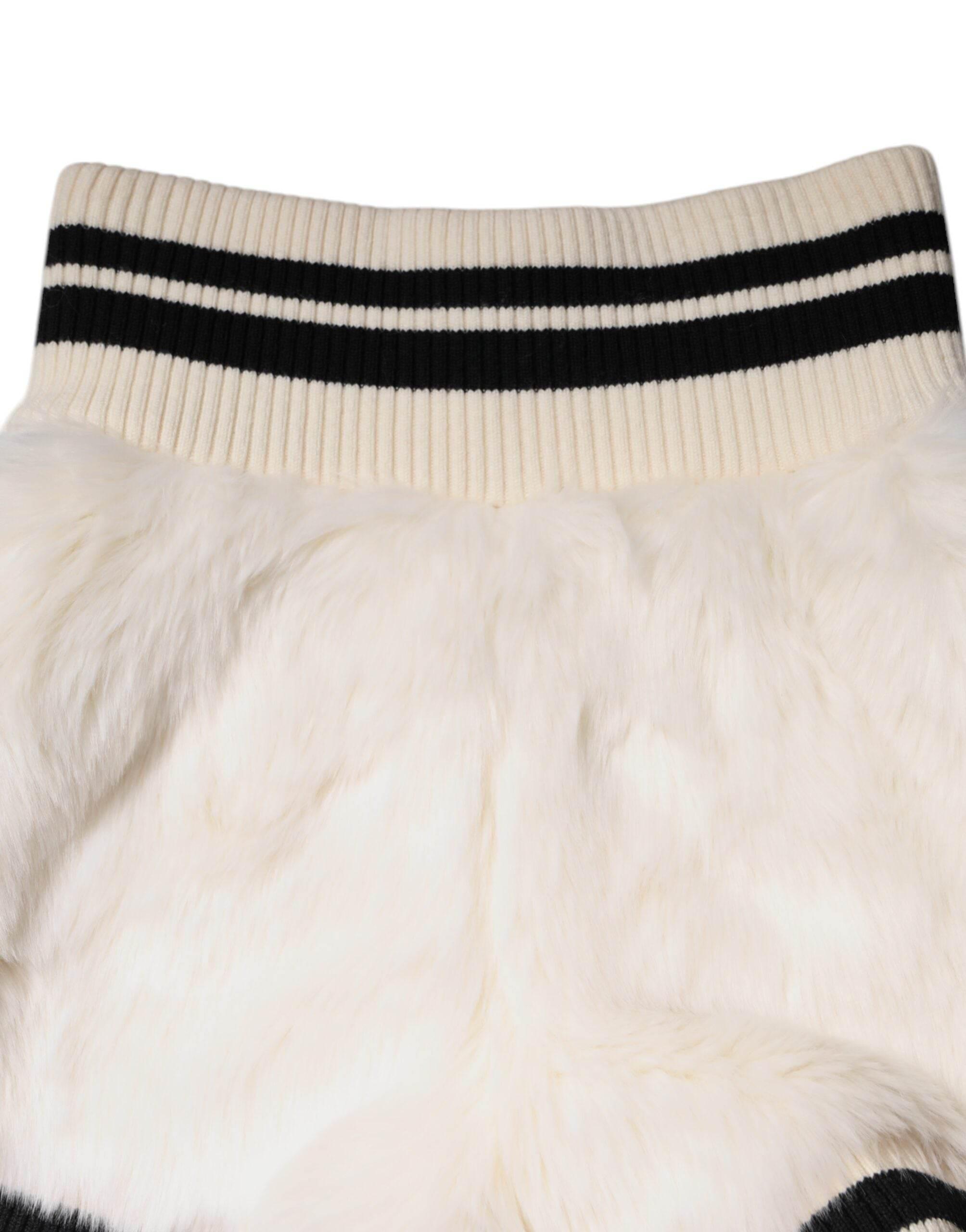 Dolce & Gabbana White Faux Fur High Waisted Hot Pants Short - Hilstor
