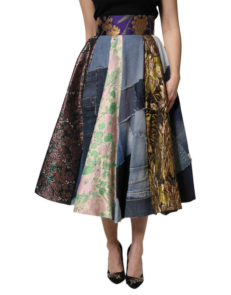Dolce & Gabbana Multicolor Patchwork High Waisted Midi Skirt - Hilstor