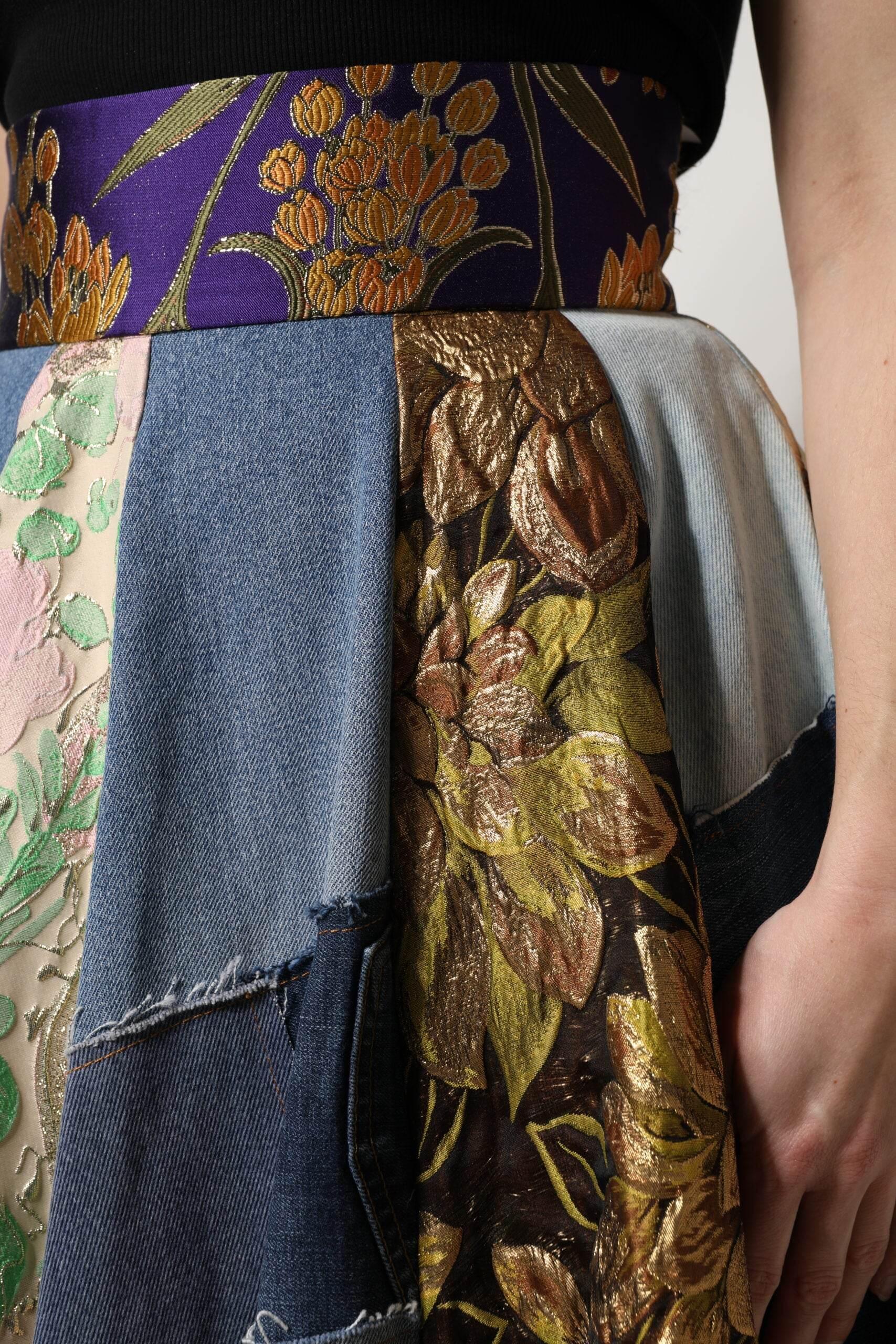 Dolce & Gabbana Multicolor Patchwork High Waisted Midi Skirt - Hilstor