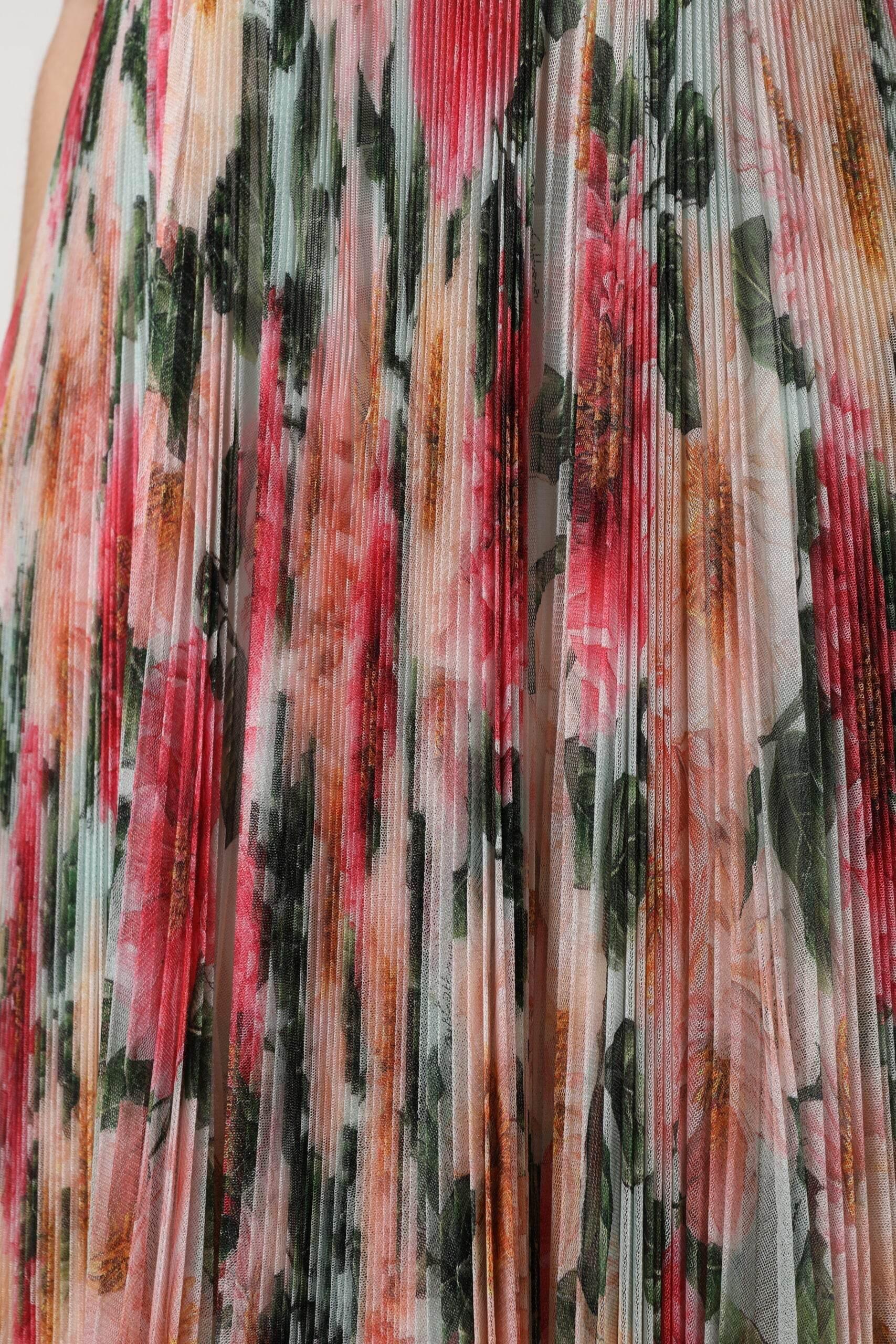 Dolce & Gabbana Multicolor Silk Floral High Waist Midi Skirt - Hilstor