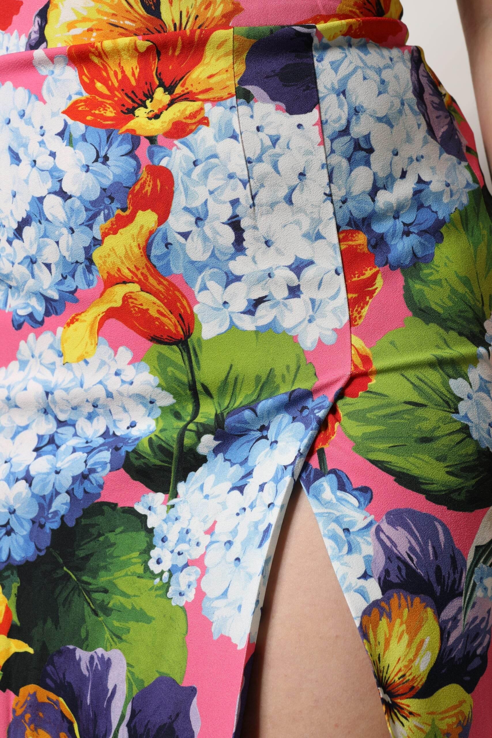 Dolce & Gabbana Multicolor Floral Print High Waist Midi Skirt - Hilstor