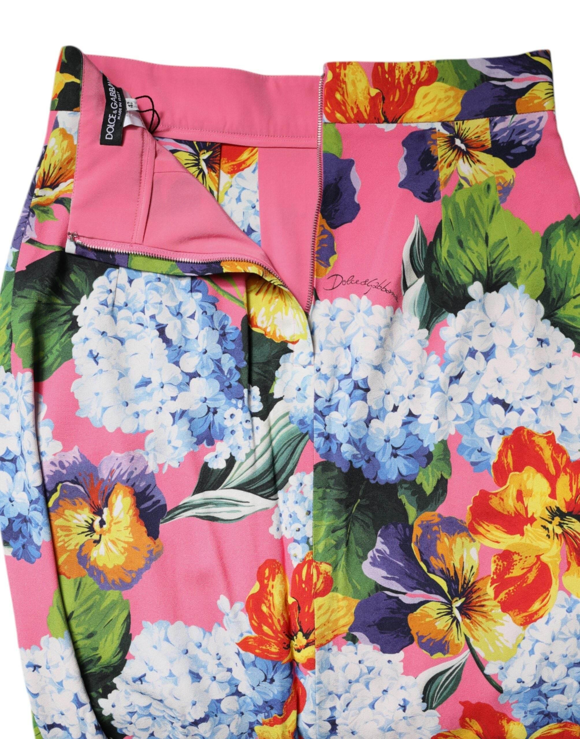 Dolce & Gabbana Multicolor Floral Print High Waist Midi Skirt - Hilstor