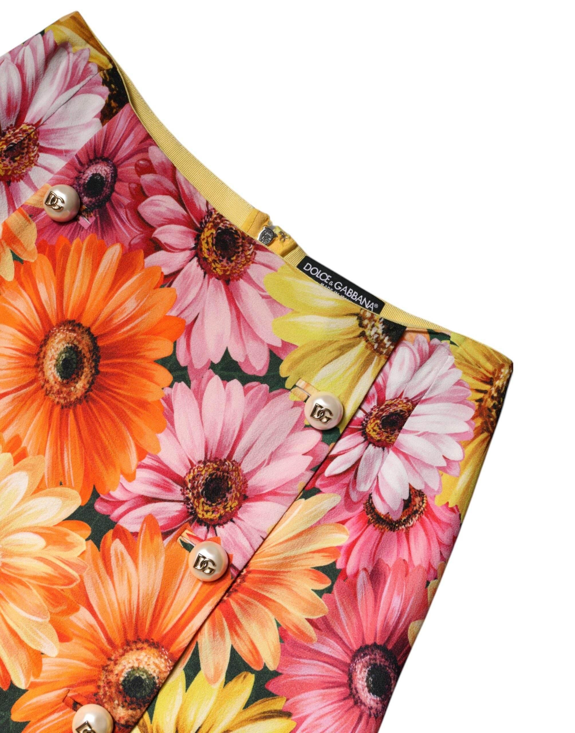 Dolce & Gabbana Multicolor Floral High Waist Mini Skirt - Hilstor