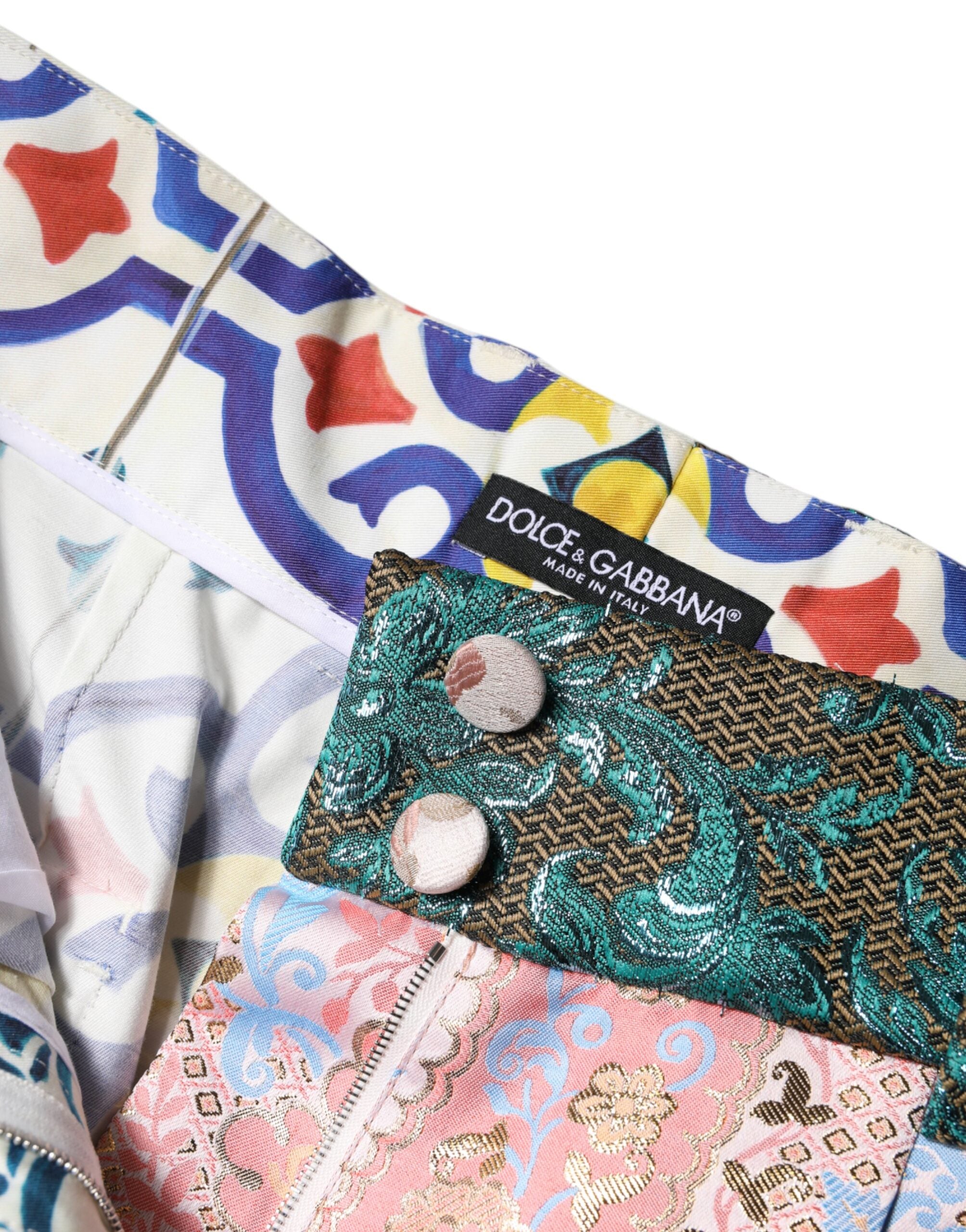 Dolce &amp; Gabbana Multicolor Bomuld Patchwork Hot Pants Shorts