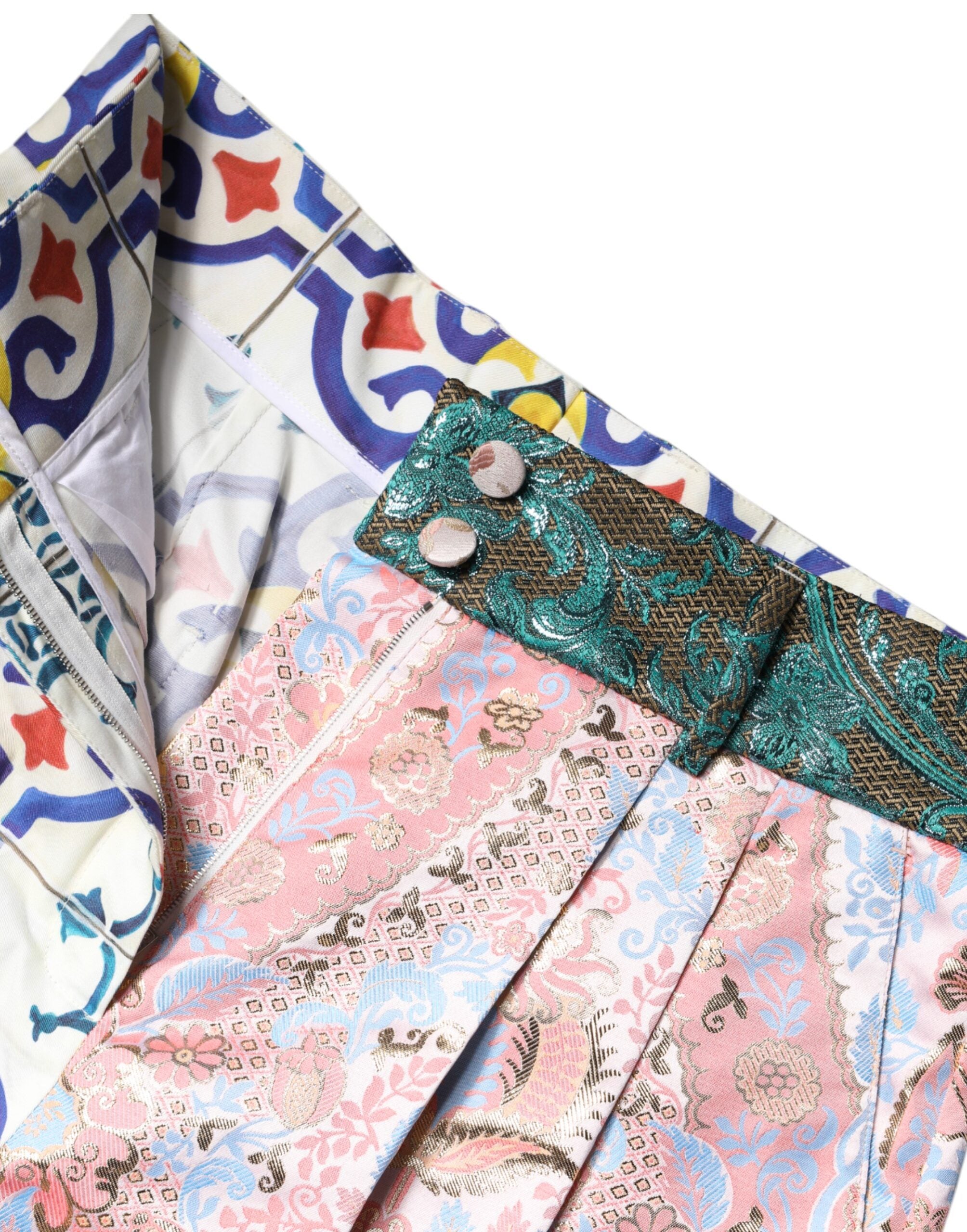 Dolce &amp; Gabbana Multicolor Bomuld Patchwork Hot Pants Shorts