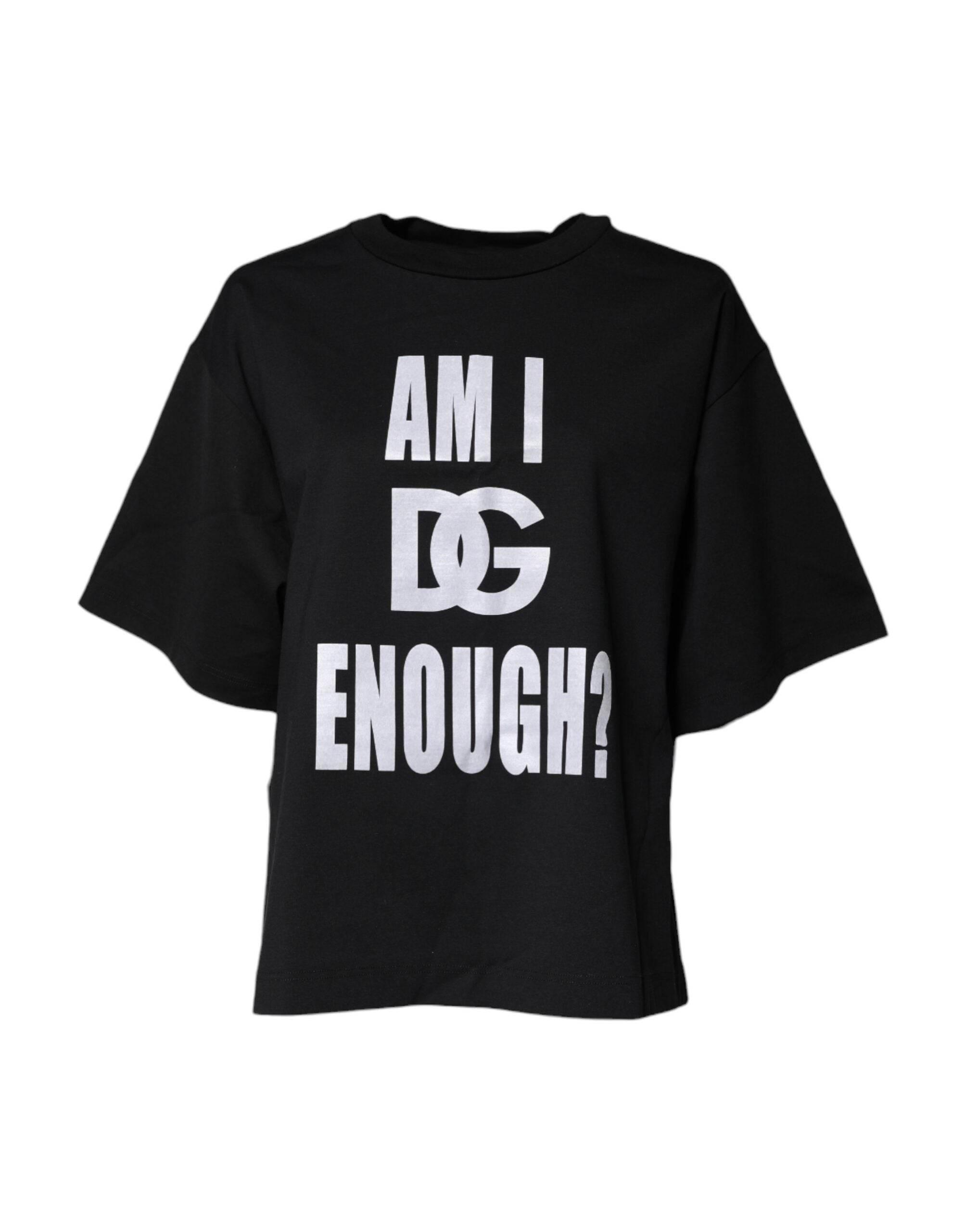 Dolce & Gabbana Black Printed Cotton Crew Neck Tee T-shirt - Hilstor