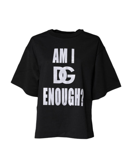 Dolce & Gabbana Black Printed Cotton Crew Neck Tee T-shirt - Hilstor