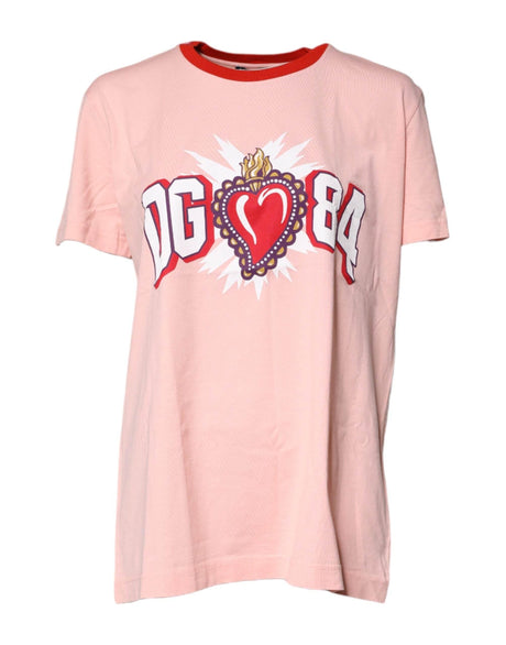 Dolce & Gabbana Pink D&G 84 Print Cotton Crew Neck T-shirt - Hilstor