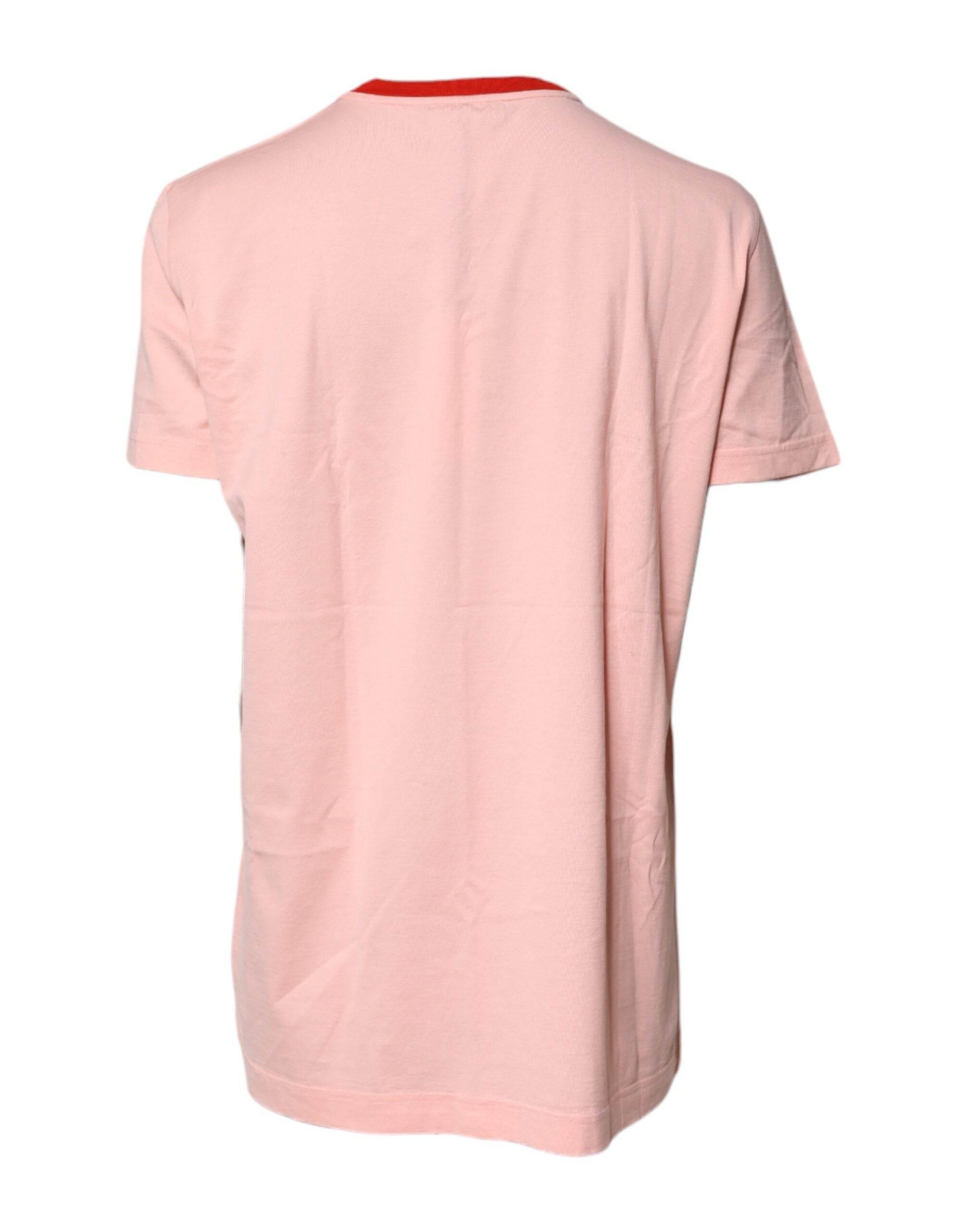 Dolce & Gabbana Pink D&G 84 Print Cotton Crew Neck T-shirt - Hilstor