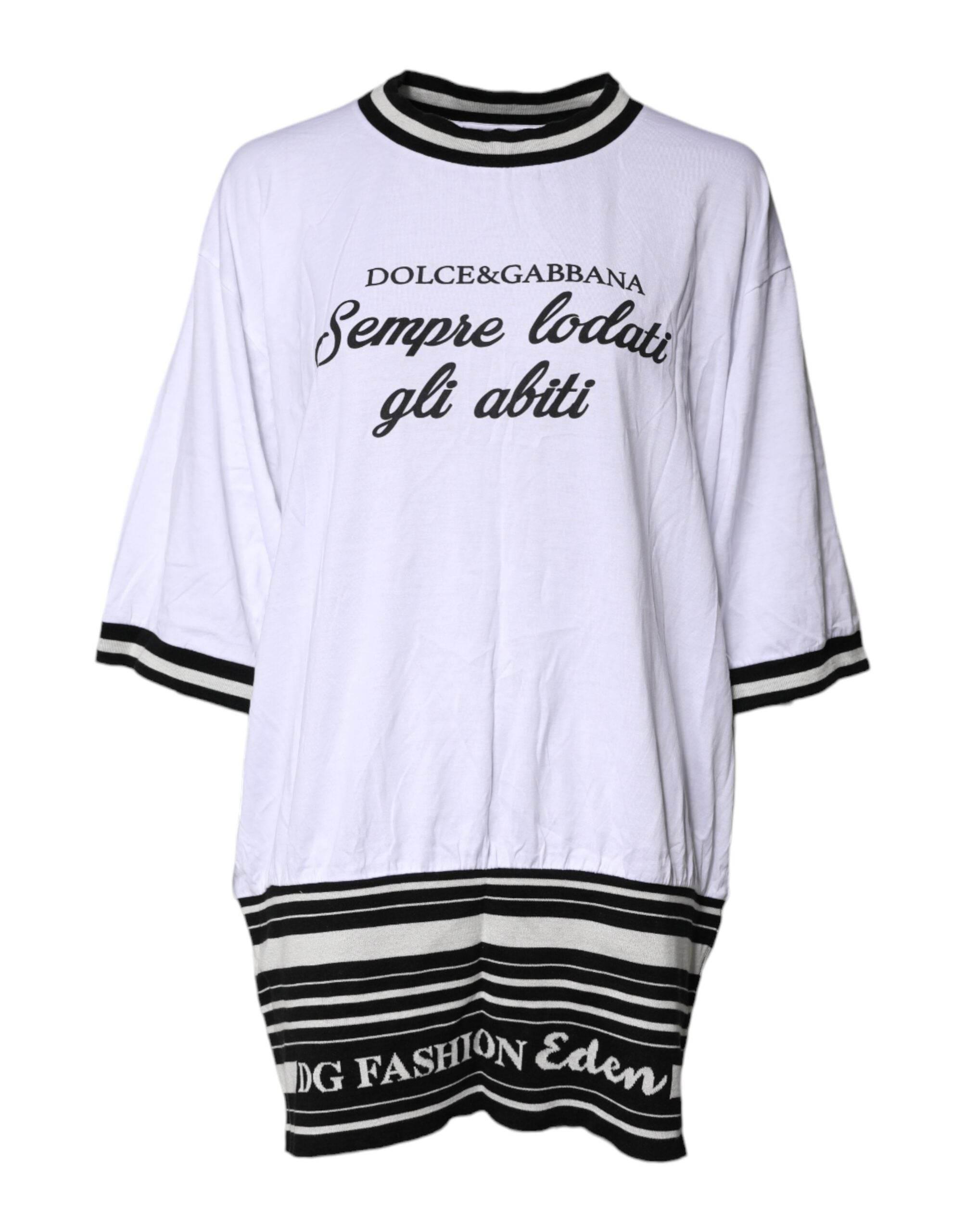 Dolce & Gabbana White Cotton DG Fashion Crew Neck Tee T-shirt - Hilstor
