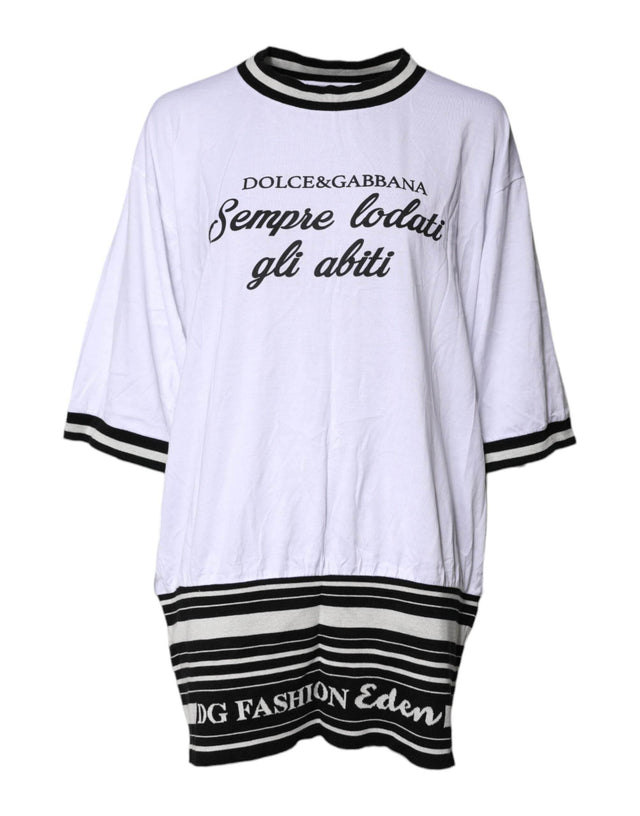 Dolce & Gabbana White Cotton DG Fashion Crew Neck Tee T-shirt - Hilstor