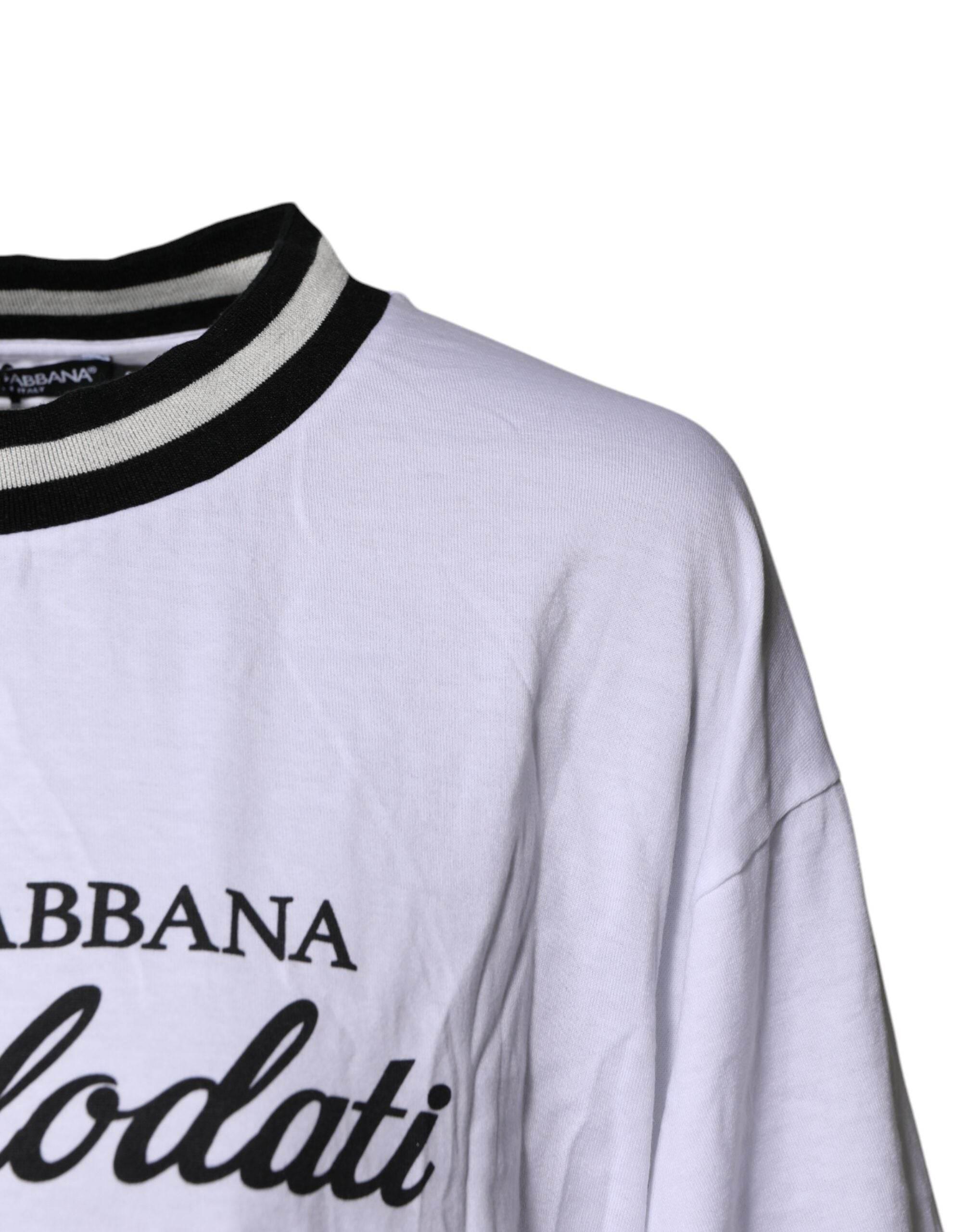 Dolce & Gabbana White Cotton DG Fashion Crew Neck Tee T-shirt - Hilstor