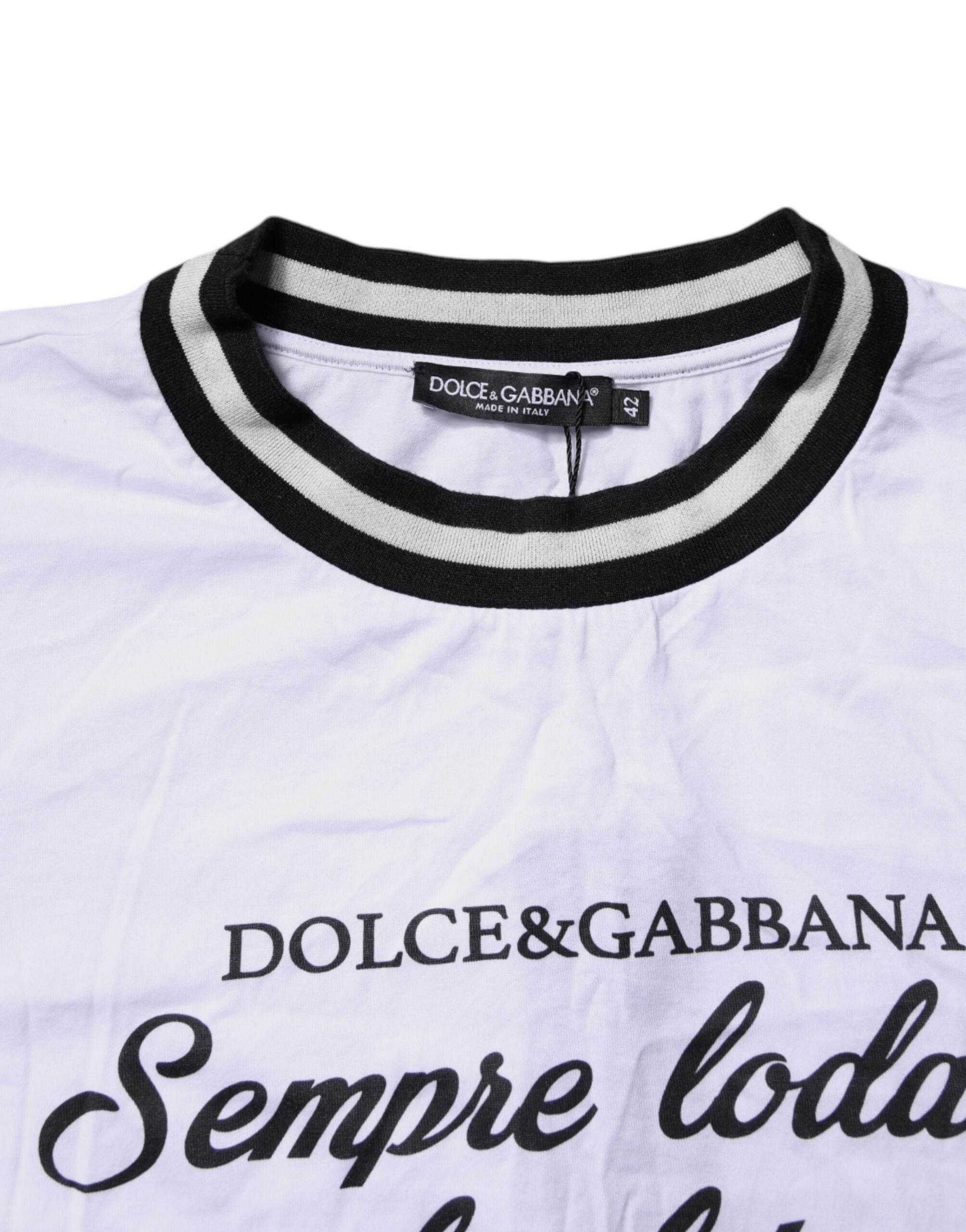 Dolce & Gabbana White Cotton DG Fashion Crew Neck Tee T-shirt - Hilstor