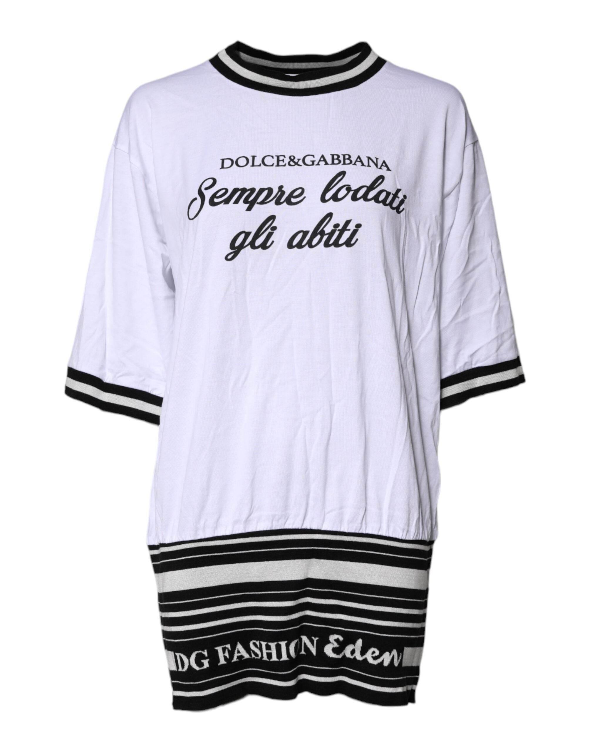 Dolce & Gabbana White Cotton DG Fashion Crew Neck T-shirt - Hilstor