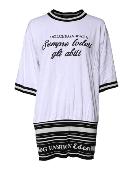 Dolce & Gabbana White Cotton DG Fashion Crew Neck T-shirt - Hilstor