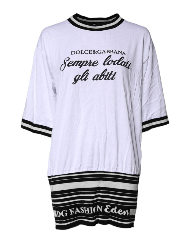 Dolce & Gabbana White Cotton DG Fashion Crew Neck T-shirt - Hilstor