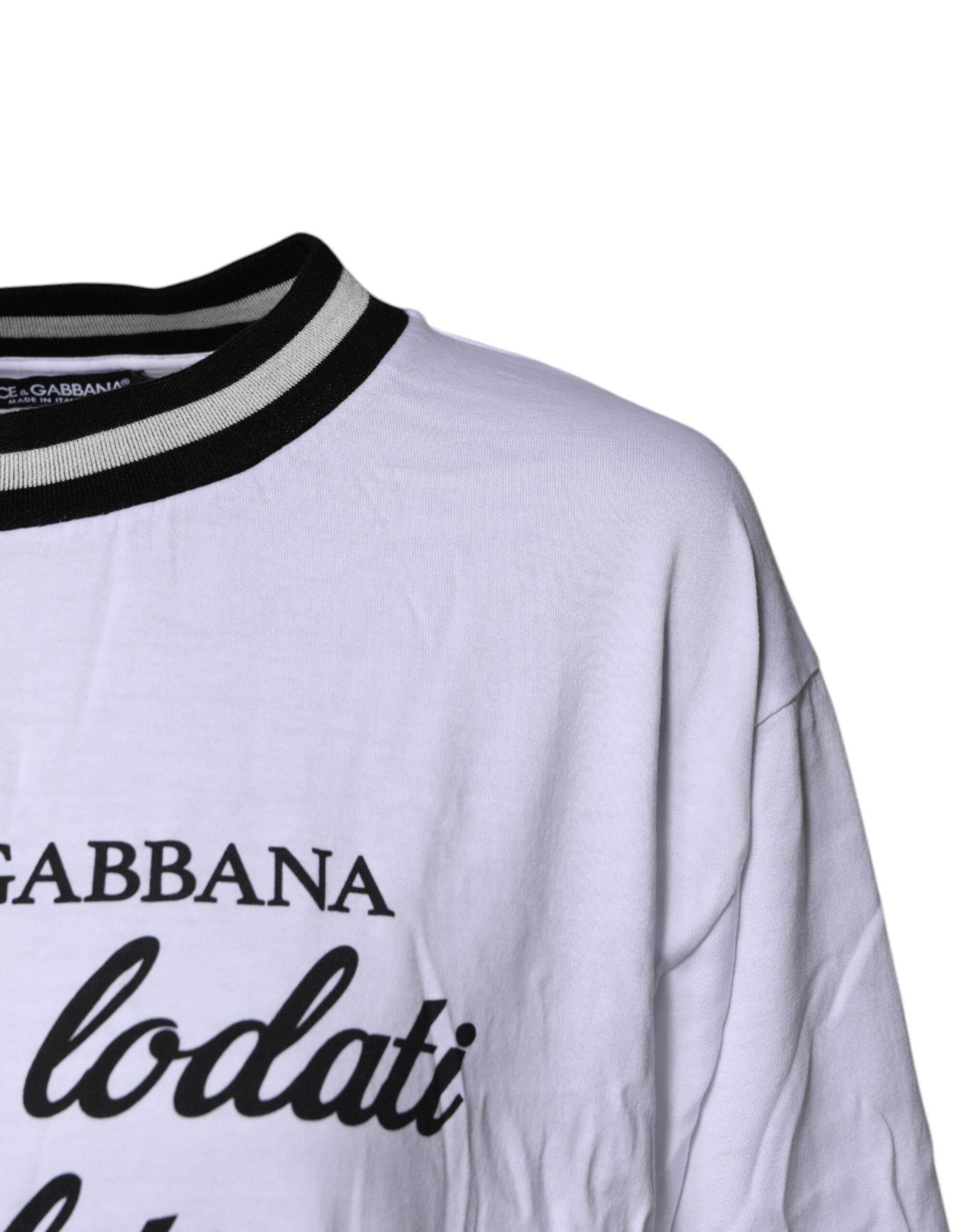 Dolce & Gabbana White Cotton DG Fashion Crew Neck T-shirt - Hilstor