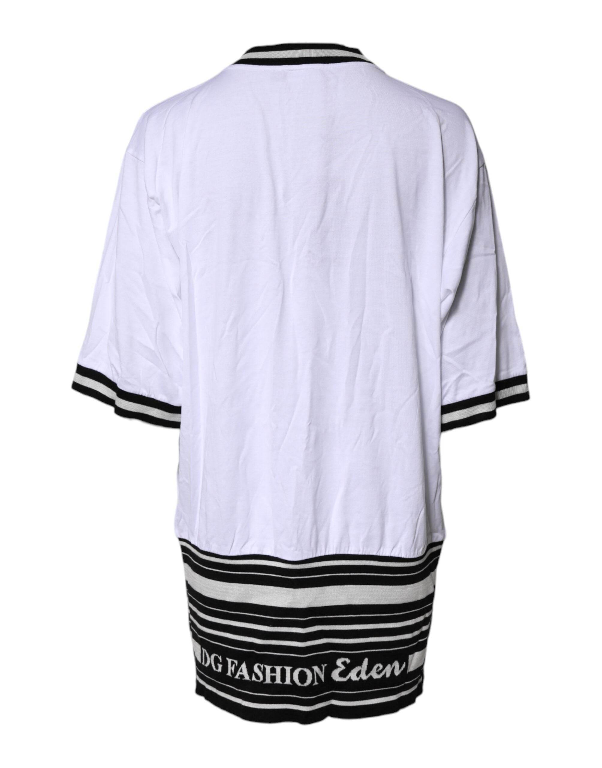 Dolce & Gabbana White Cotton DG Fashion Crew Neck T-shirt - Hilstor