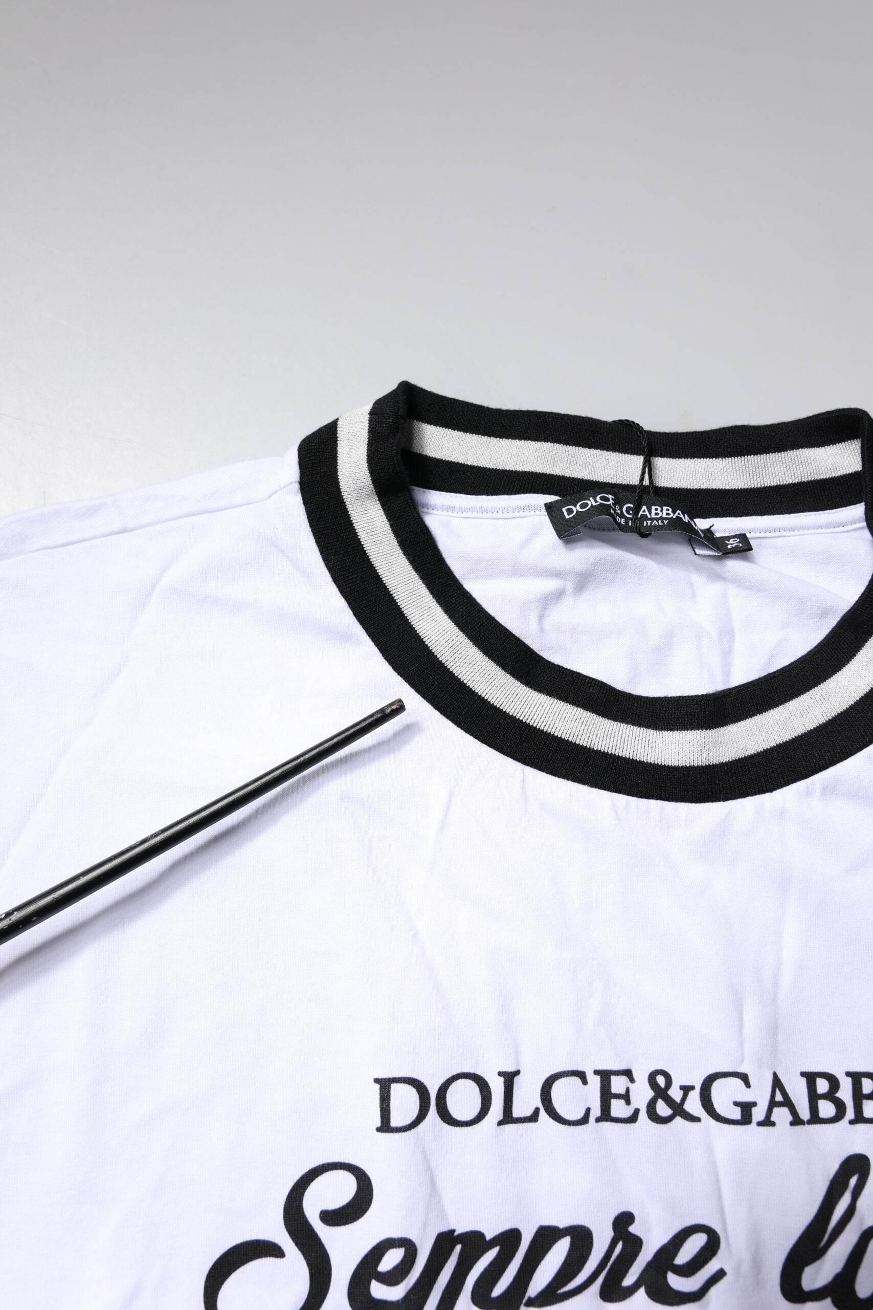 Dolce & Gabbana White Cotton DG Fashion Crew Neck T-shirt - Hilstor