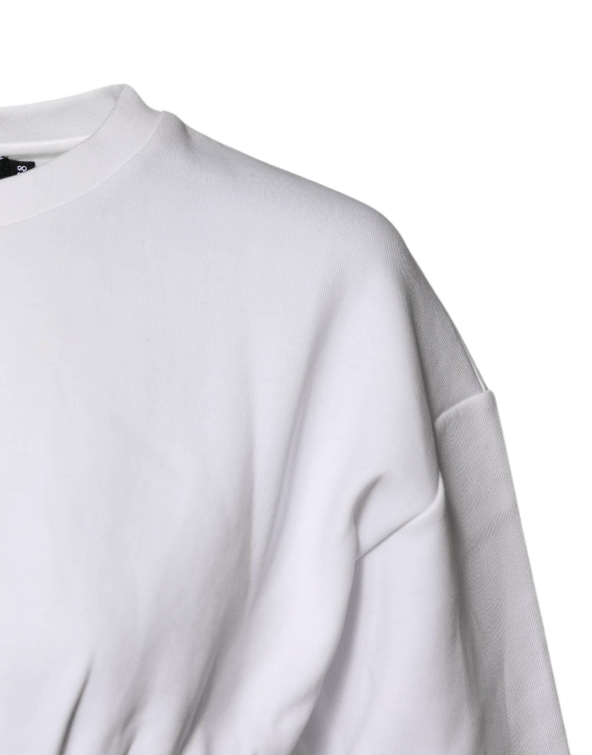 Dolce & Gabbana White Cotton Blend 3/4 Sleeves Blouse Top - Hilstor