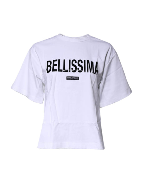 Dolce & Gabbana White Bellissima Cotton Crew Neck T-shirt - Hilstor