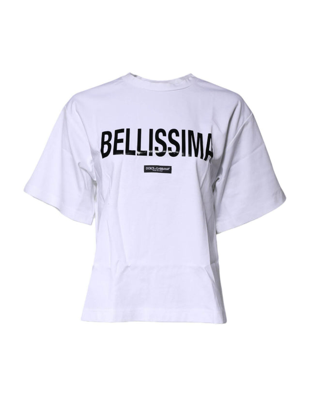 Dolce & Gabbana White Bellissima Cotton Crew Neck T-shirt - Hilstor